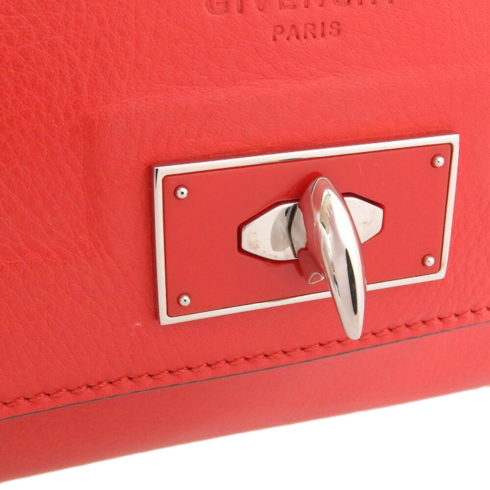 Givenchy Red Color Leather Handbag Shoulder Bag (Pre-Owned)