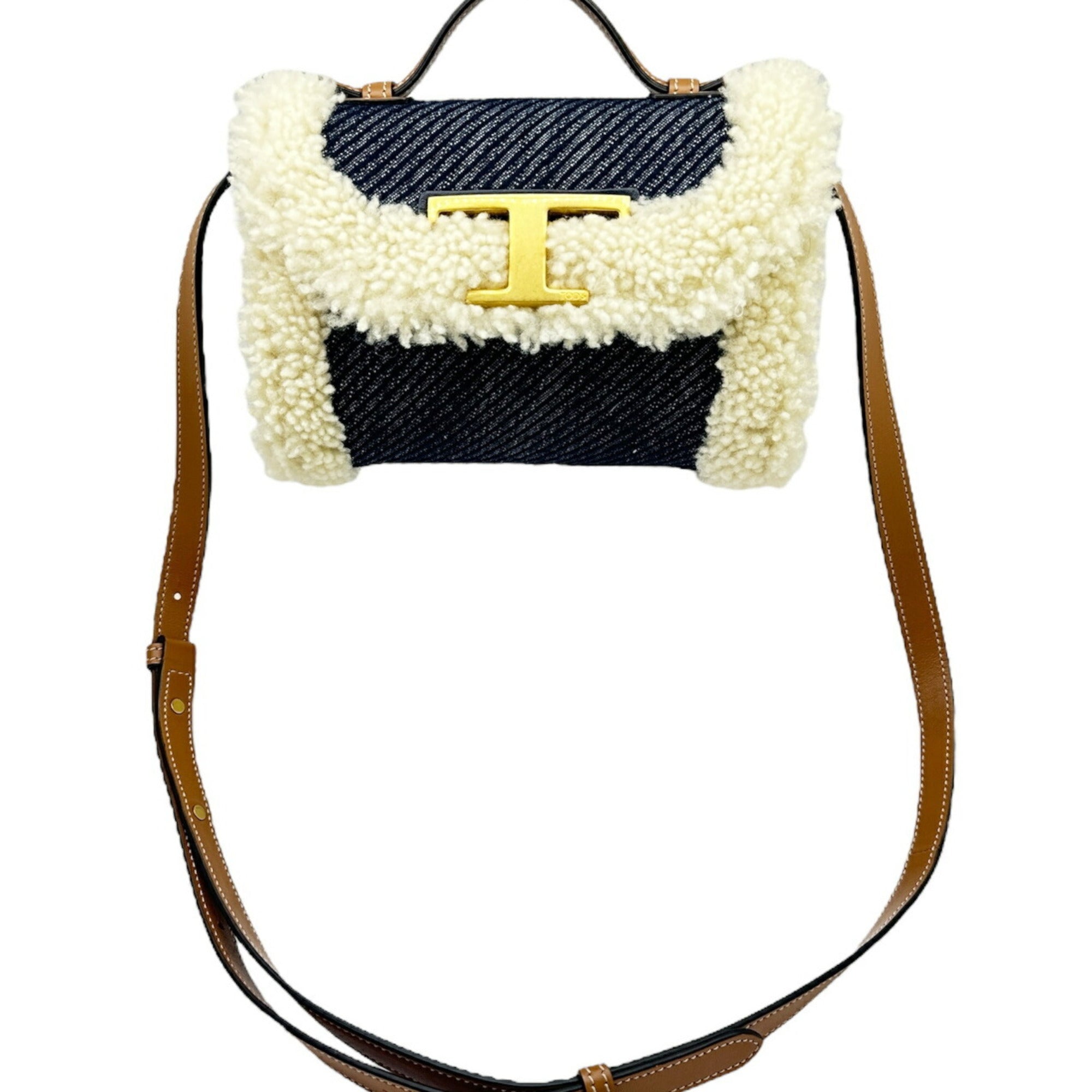 Tod's Denim Fur Shoulder Bag (Pre-Owned)