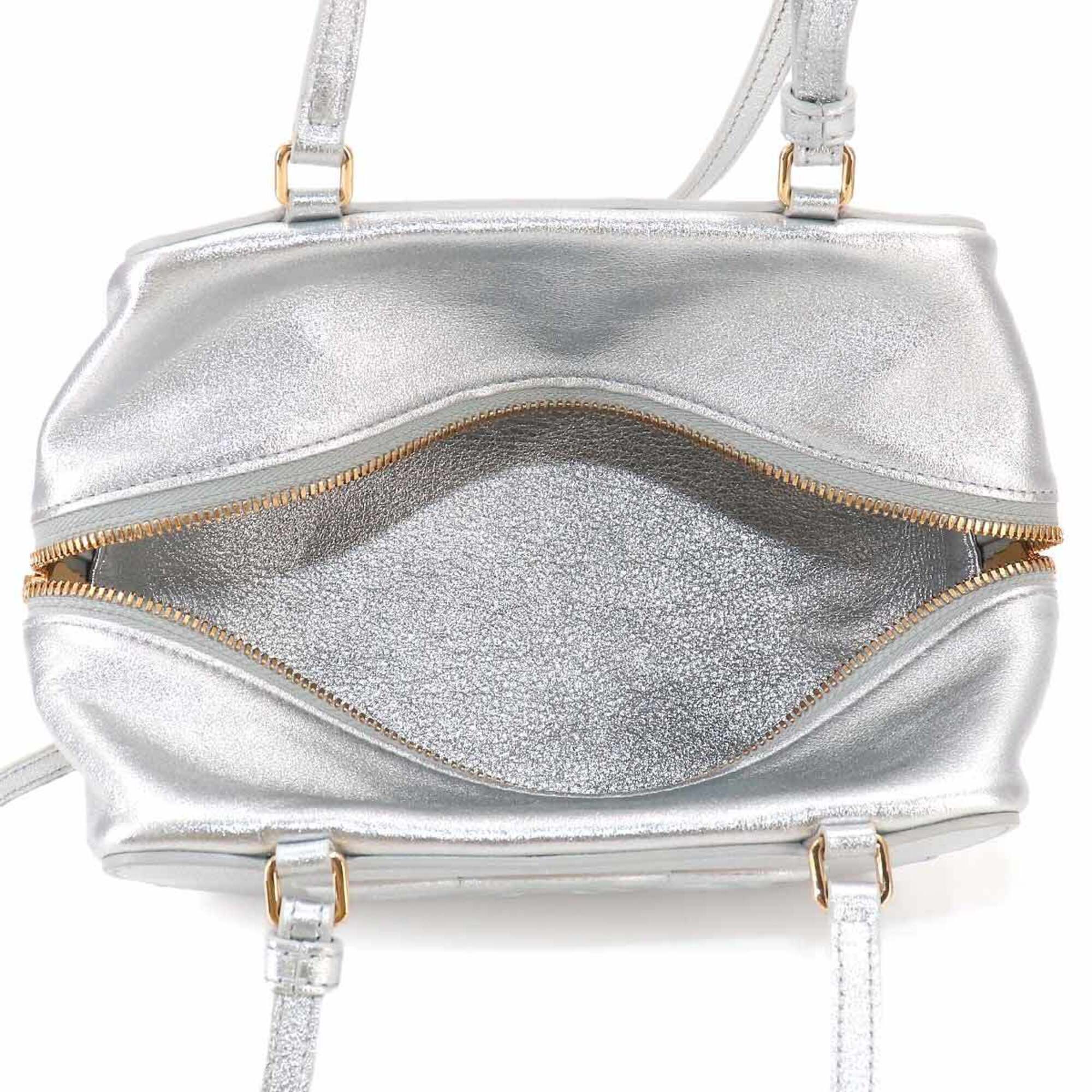 Celine Metallic Silver Leather Handbag Shoulder Bag (Pre-Owned)