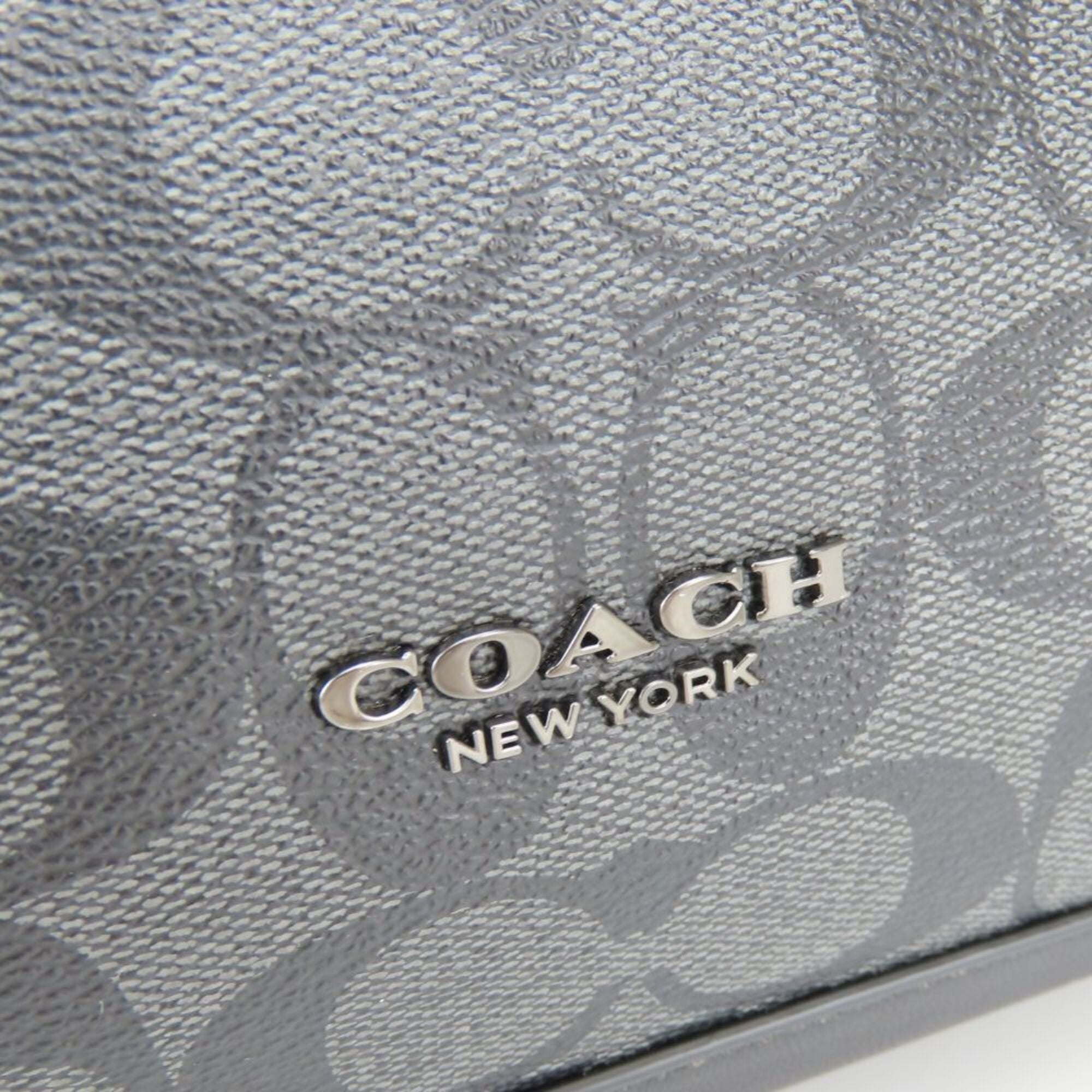 Coach Black Dark Gray Pvc Coated Canvas Leather Shoulder Bag (Pre-Owned)