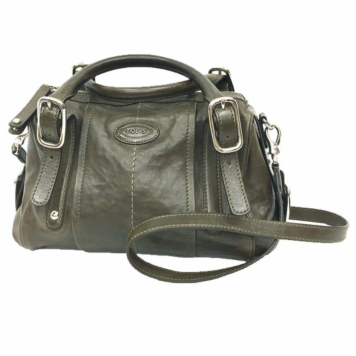 Tod's Khaki Leather Handbag Shoulder Bag (Pre-Owned)