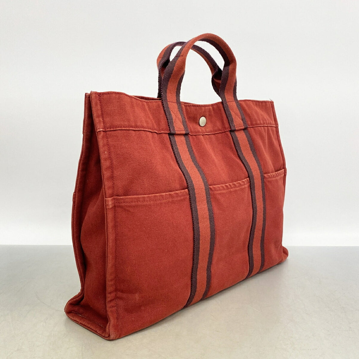 Hermes Red Color Canvas Tote Bag (Pre-Owned)