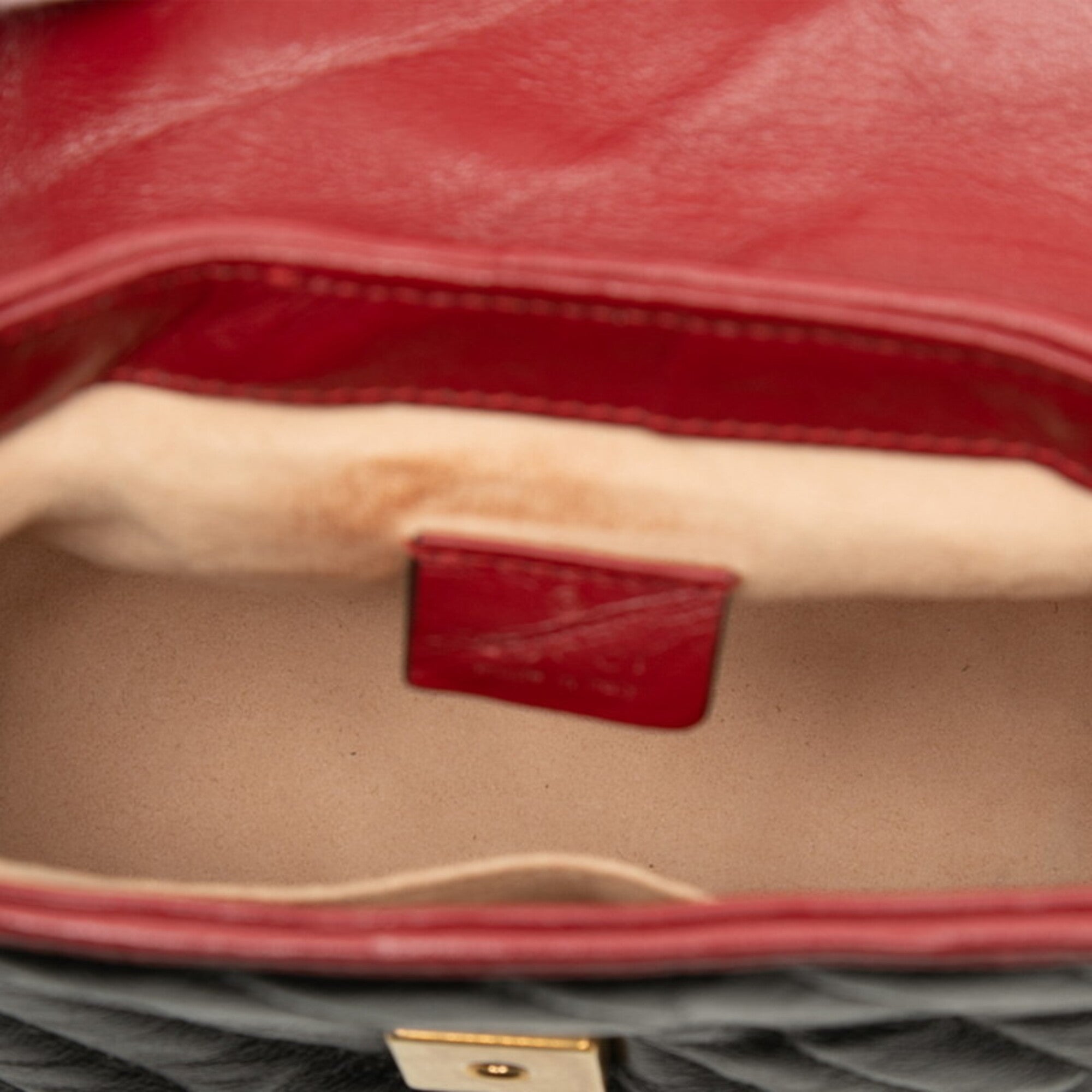 Gucci Black Red Color Leather Handbag Shoulder Bag (Pre-Owned)