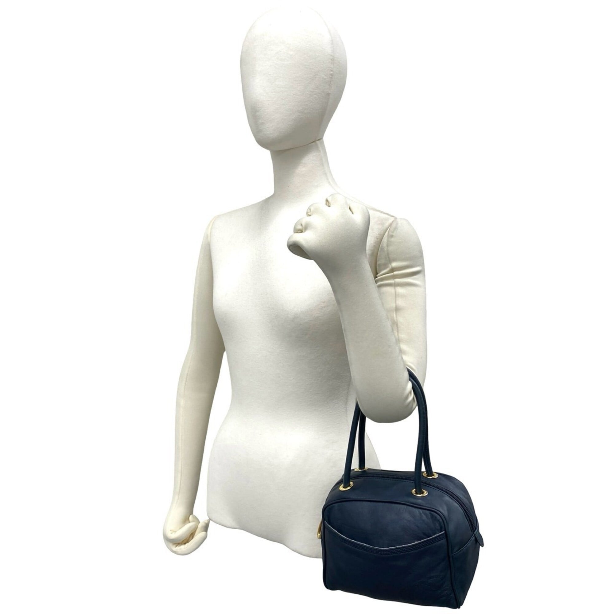 Loewe Navy Leather Boston Bag Handbag (Pre-Owned)