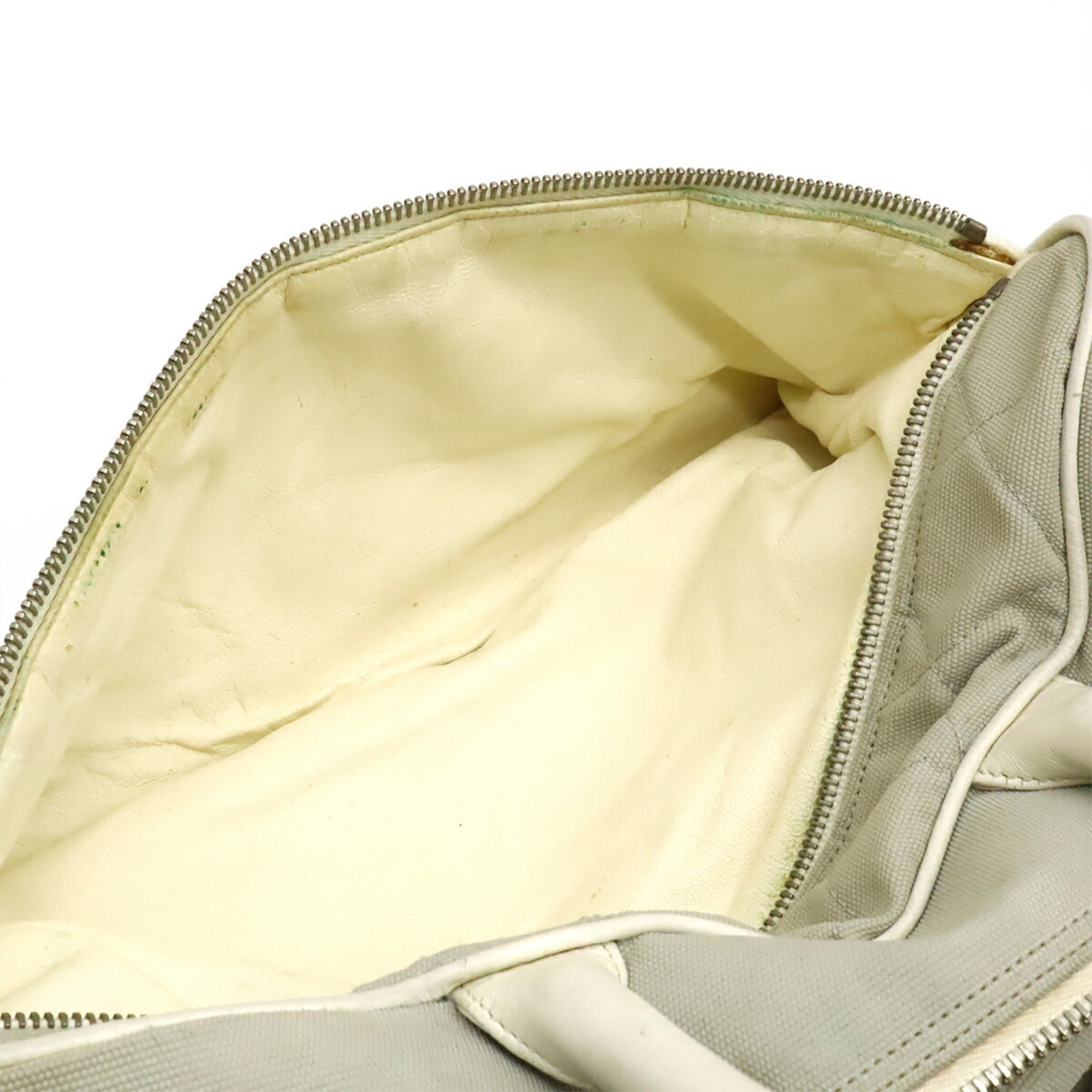 Chanel Sport Light Gray White Canvas Leather Handbag (Pre-Owned)