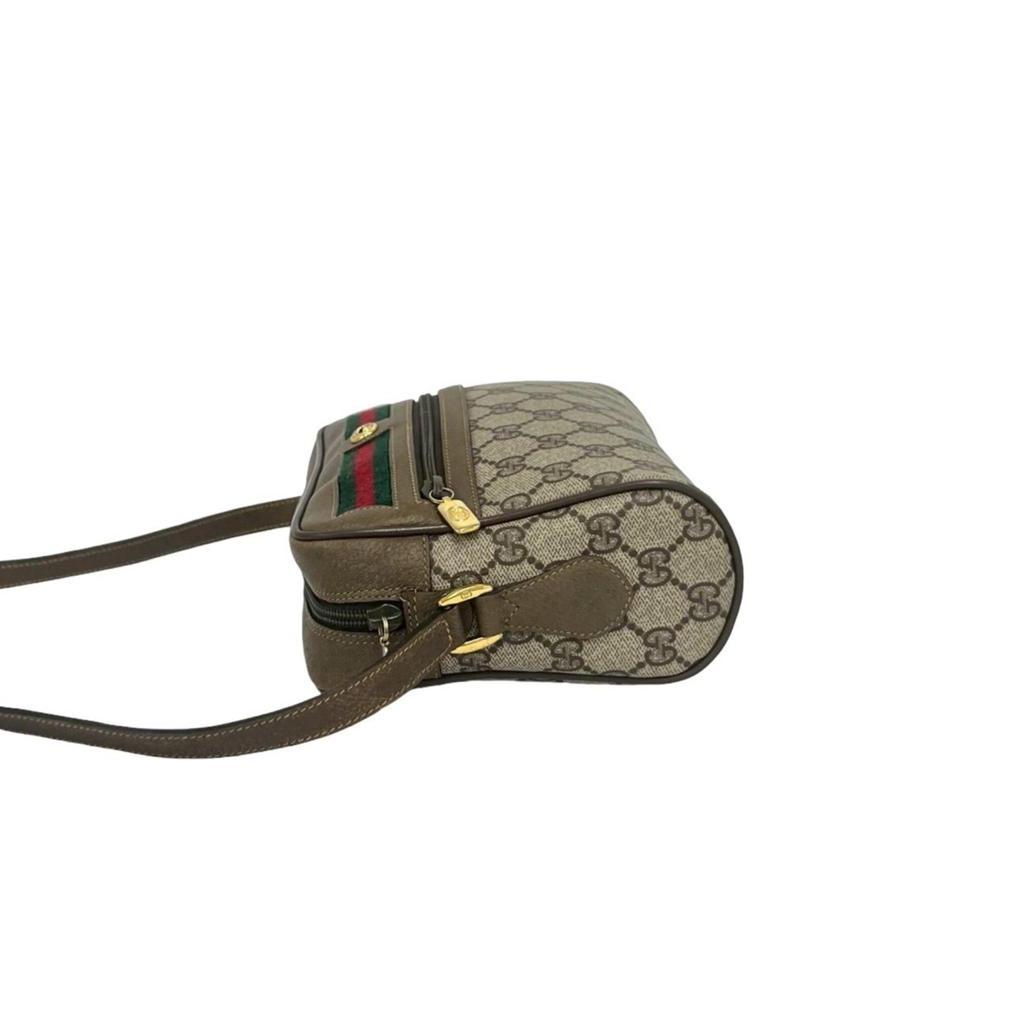 Gucci Brown Green Red Color Leather Pvc Pochette Shoulder Bag (Pre-Owned)