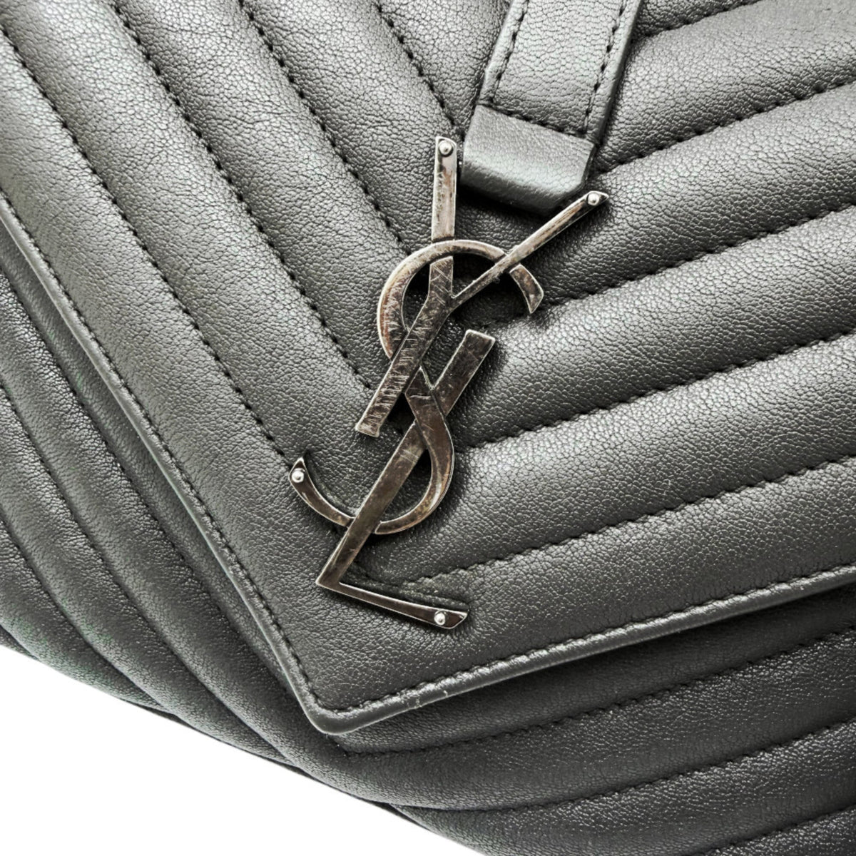 Saint Laurent Dark Gray Leather Shoulder Bag (Pre-Owned)
