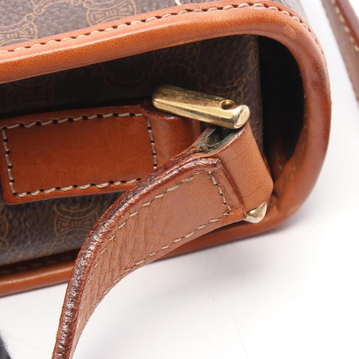 Celine Brown Coated Canvas Leather Handbag Shoulder Bag (Pre-Owned)