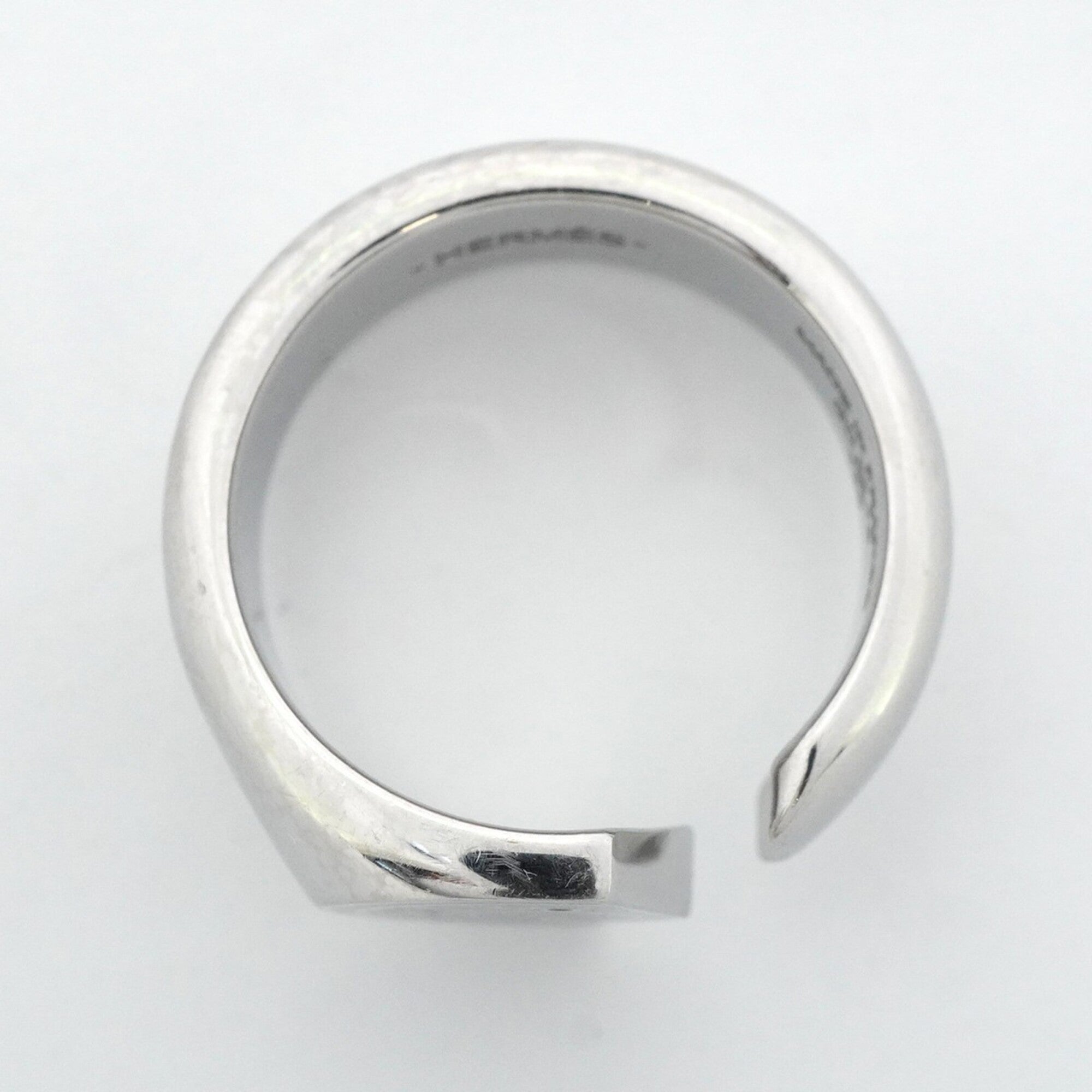 Hermes Silver Black Metal Band Ring (Pre-Owned)