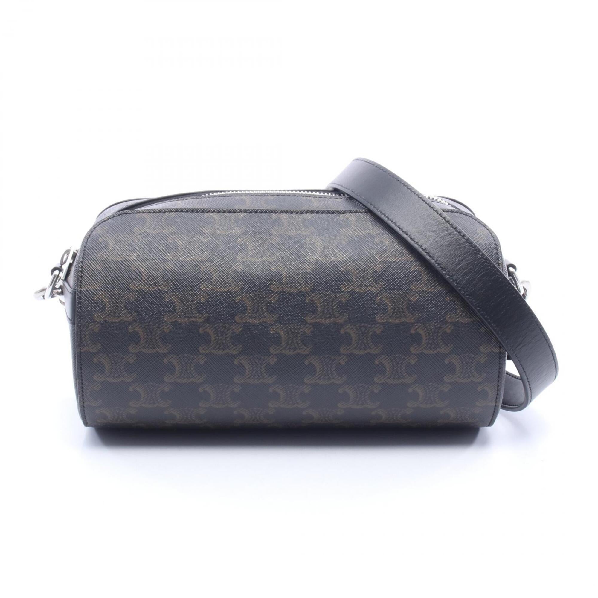 Celine Black Brown Coated Canvas Leather Handbag Shoulder Bag (Pre-Owned)
