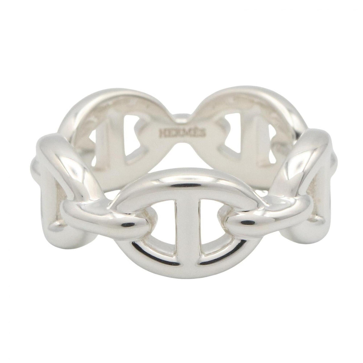 Hermes Silver Silver 925 Band Ring (Pre-Owned)