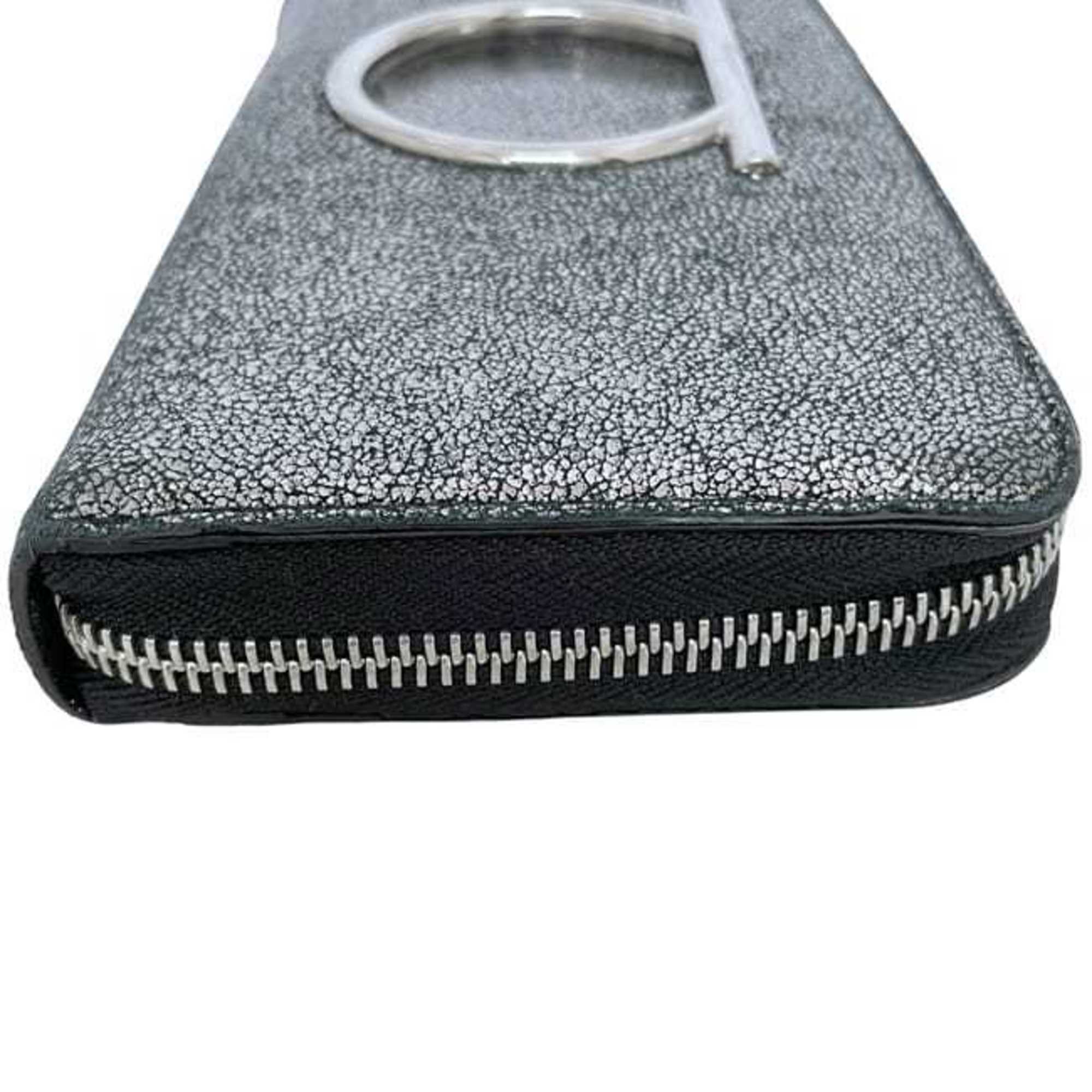 Salvatore Ferragamo Silver Metallic Leather Long Wallet (Bi-Fold) (Pre-Owned)