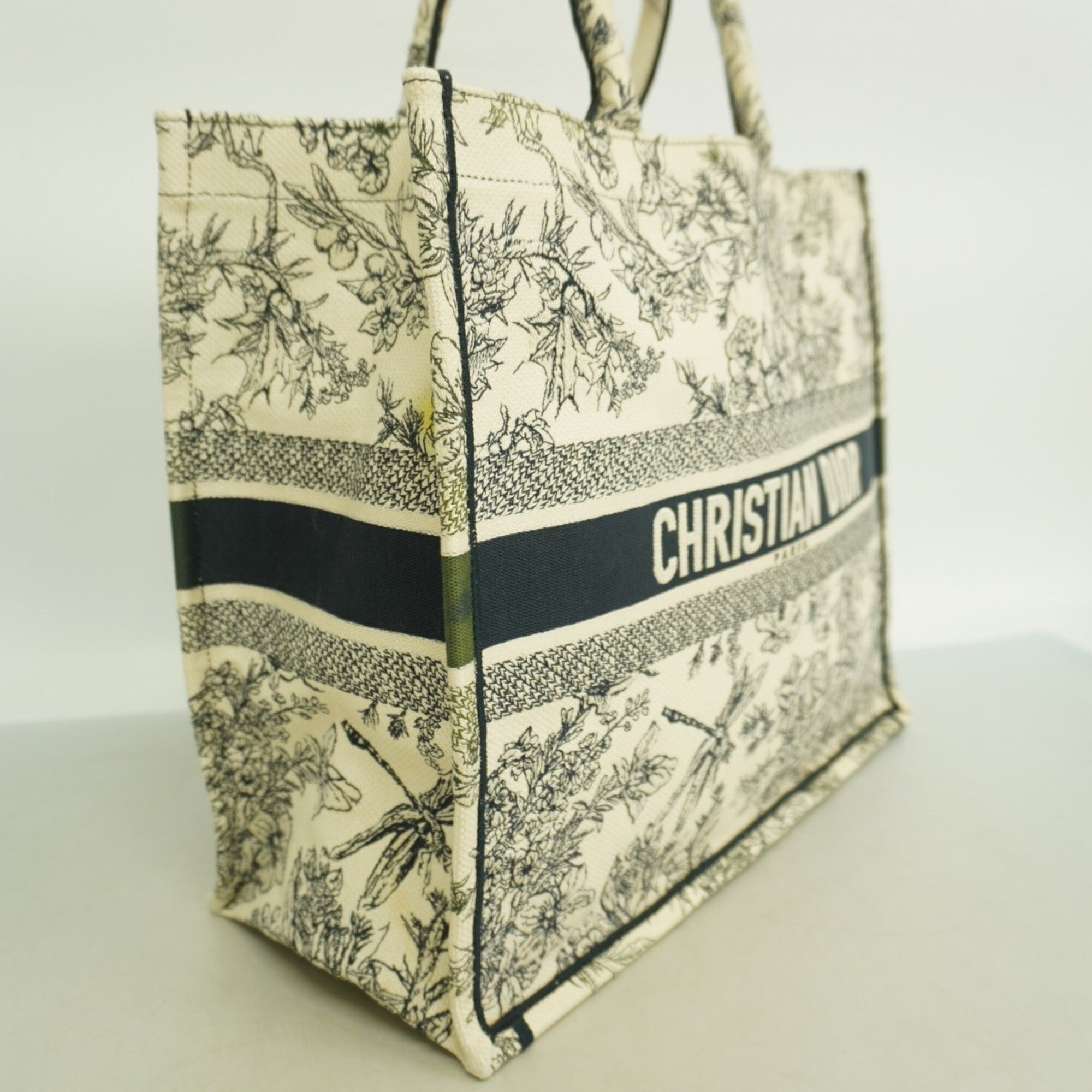Christian Dior Ivory Navy Canvas Tote Bag (Pre-Owned)