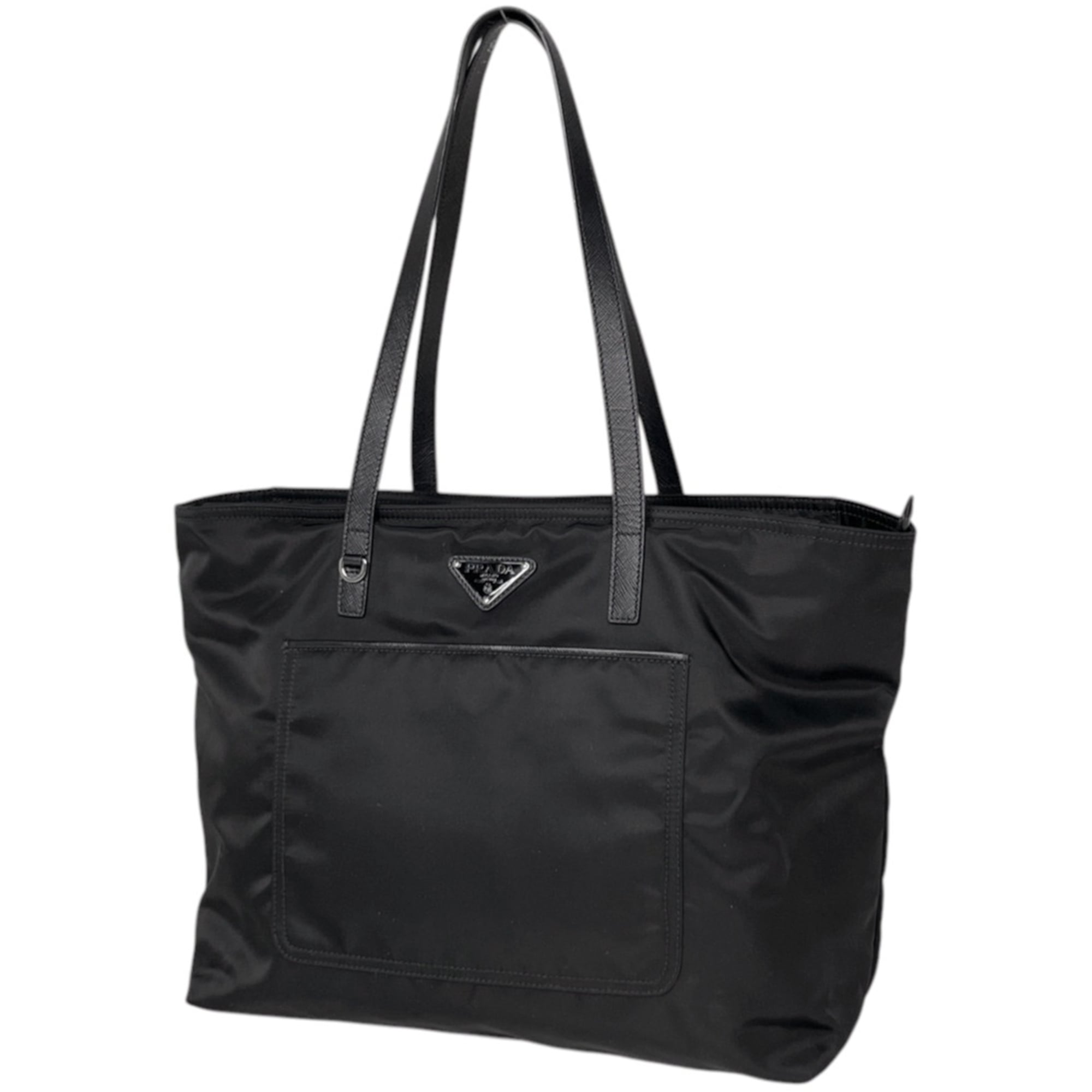 Prada Black Nylon Leather Tote Bag (Pre-Owned)