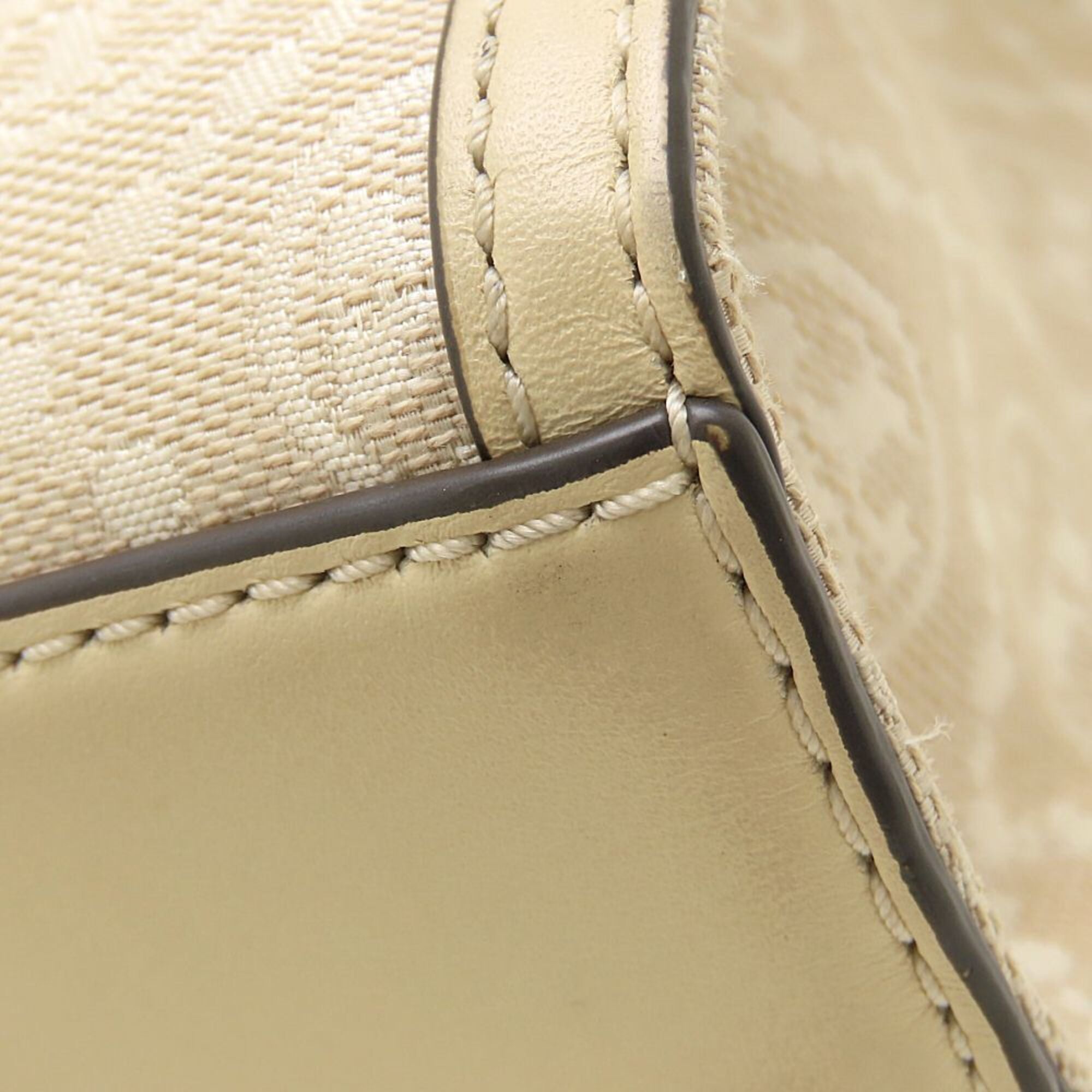 Tory Burch Brown Ivory Canvas Leather Shoulder Bag (Pre-Owned)