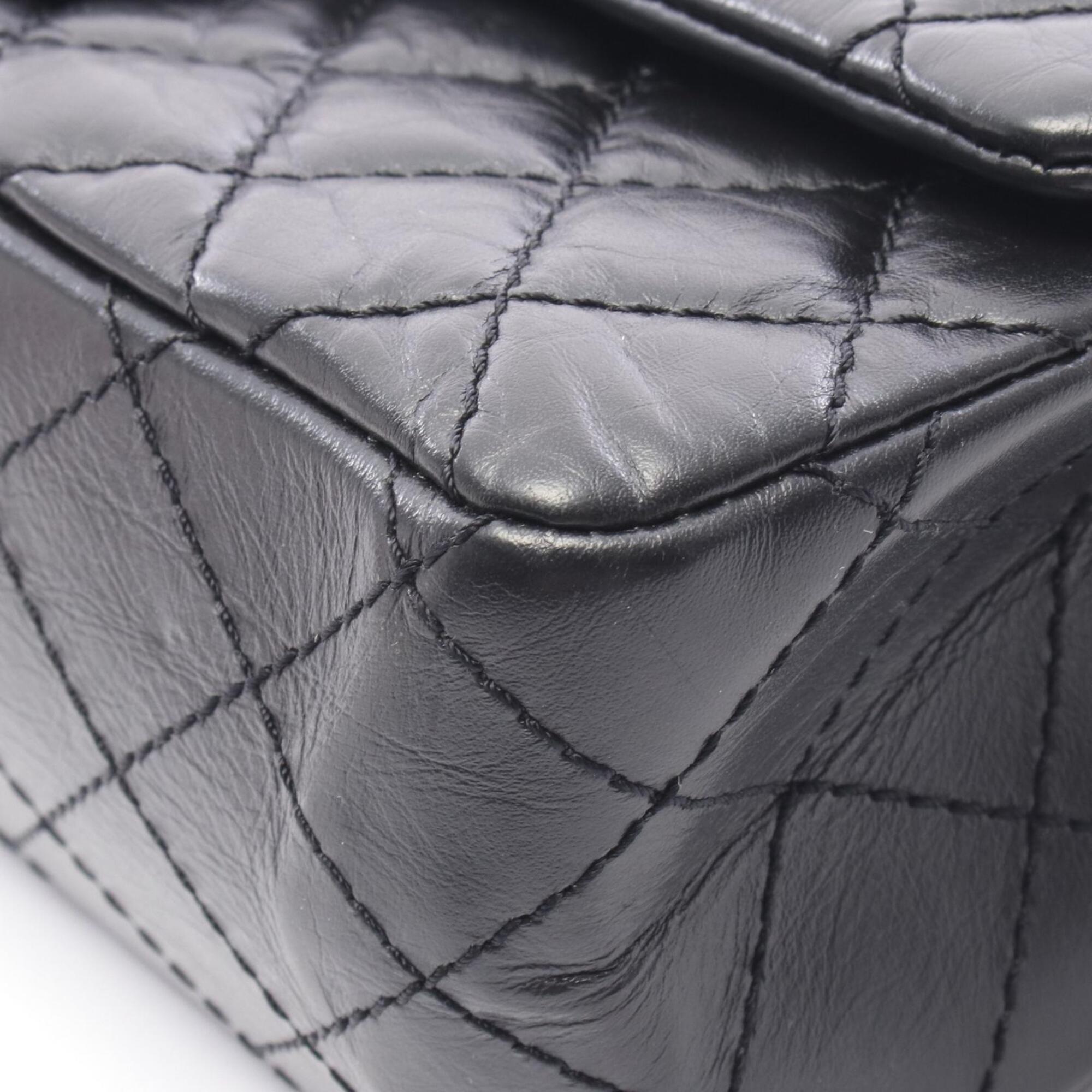 Chanel 2.55 Black Leather Shoulder Bag (Pre-Owned)