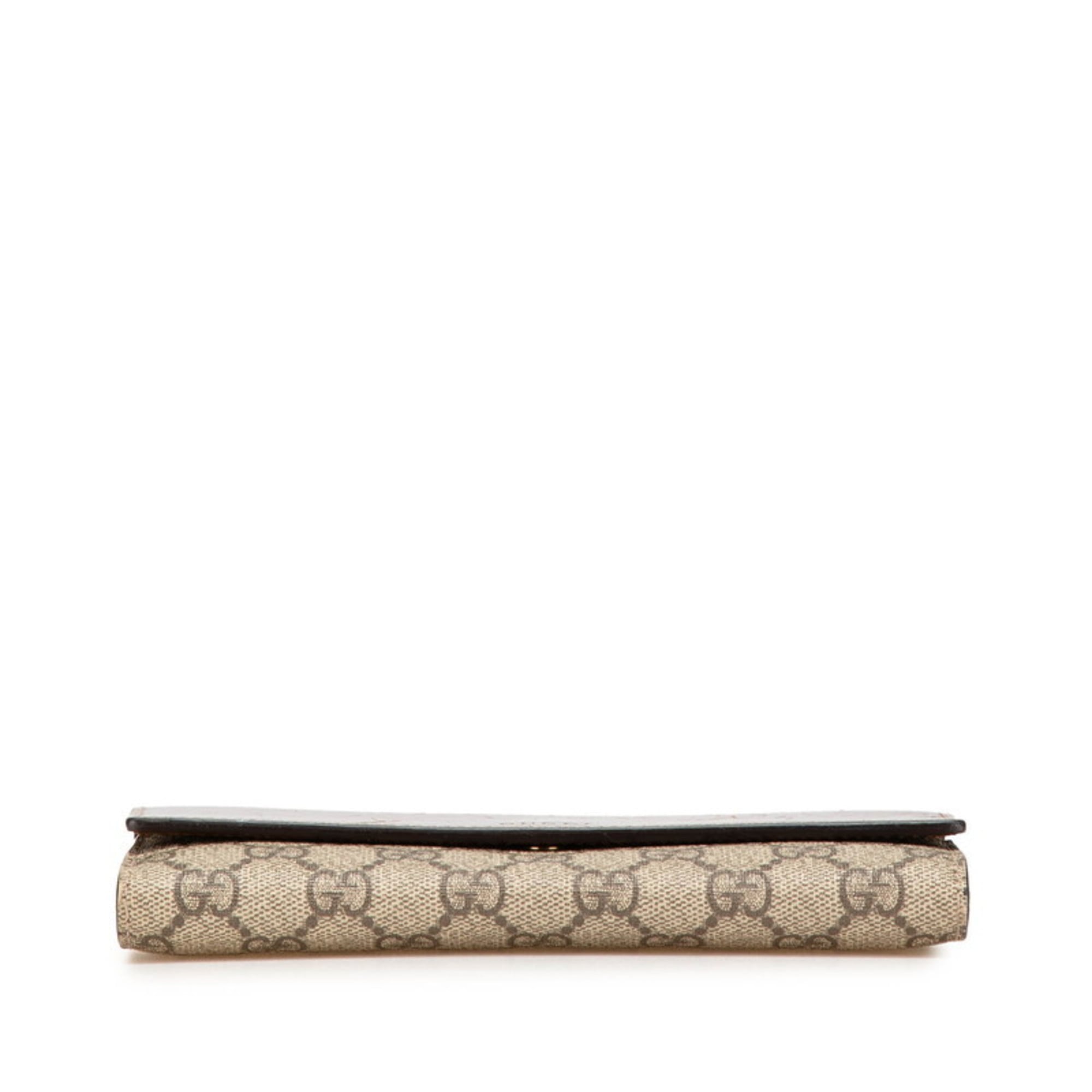 Gucci Beige Brown Pvc Leather Long Wallet (Bi-Fold) (Pre-Owned)