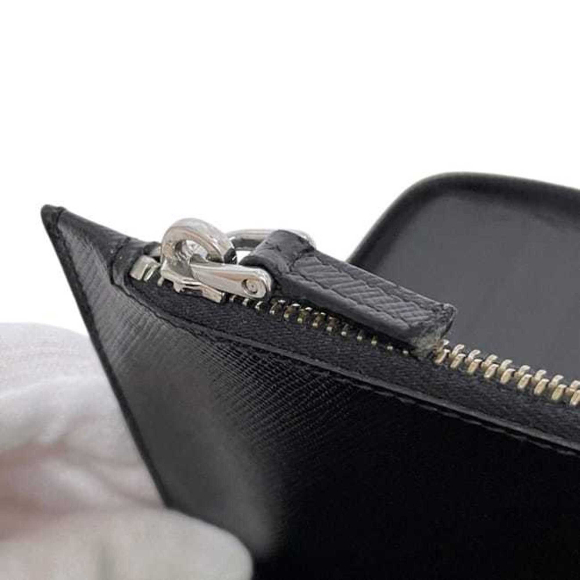 Prada Black Nero Saffiano Triangle Long Wallet (Bi-Fold) (Pre-Owned)