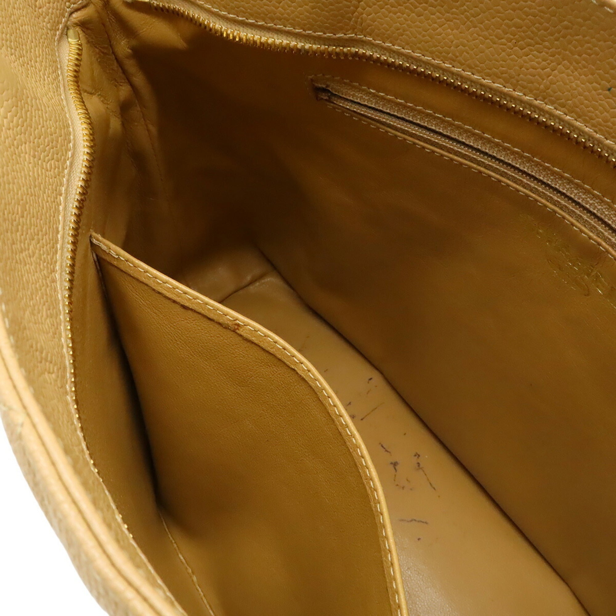 Chanel Matelasse Beige Grained Calfskin Shoulder Bag Tote Bag (Pre-Owned)
