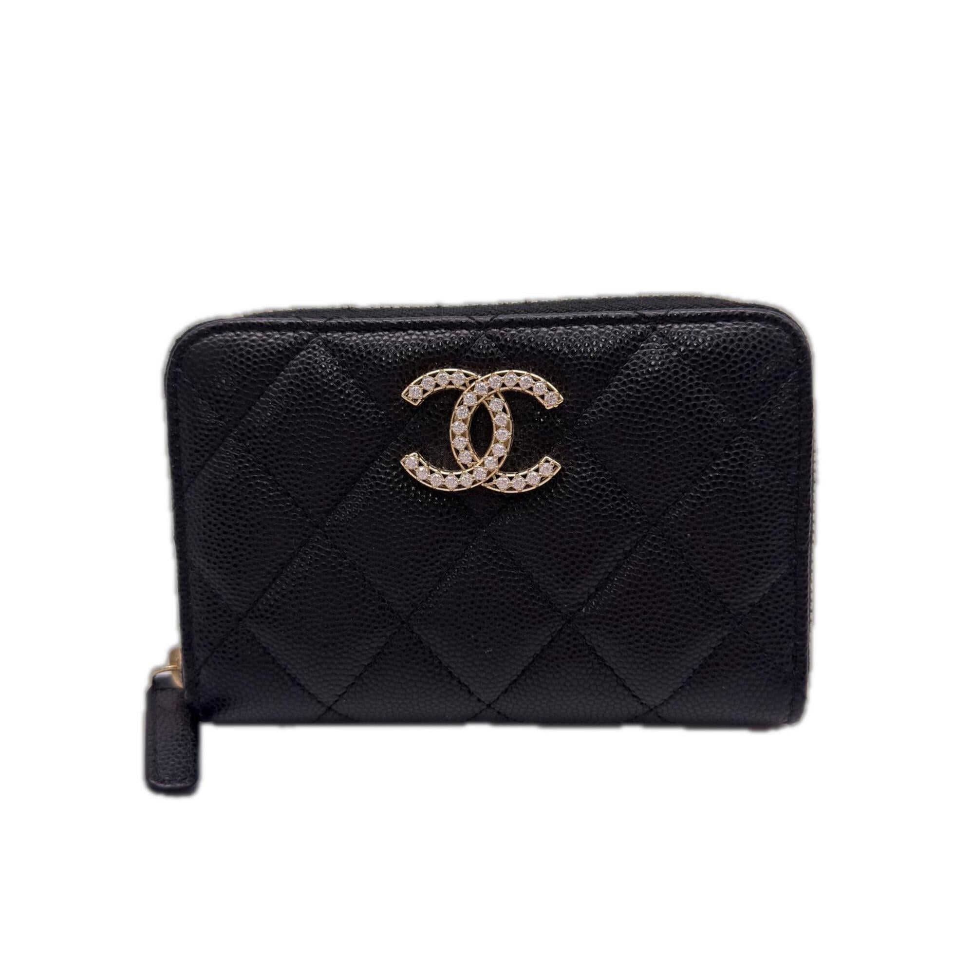 Chanel Matelasse Black Grained Calfskin Coin Purse/Coin Case (Pre-Owned)