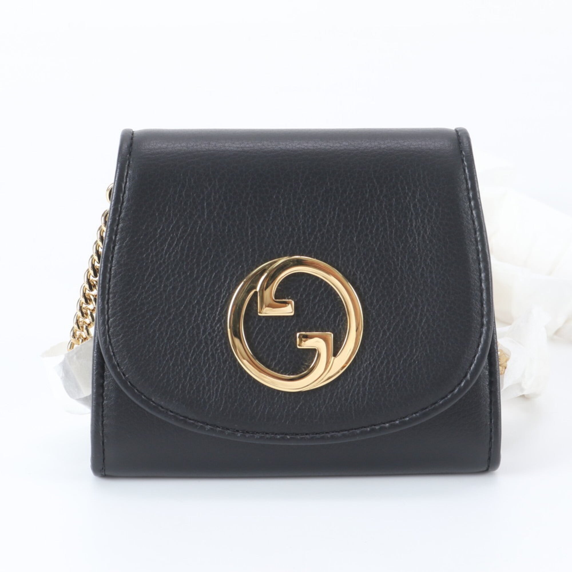 Gucci Black Leather Chain/Shoulder Wallet (Pre-Owned)