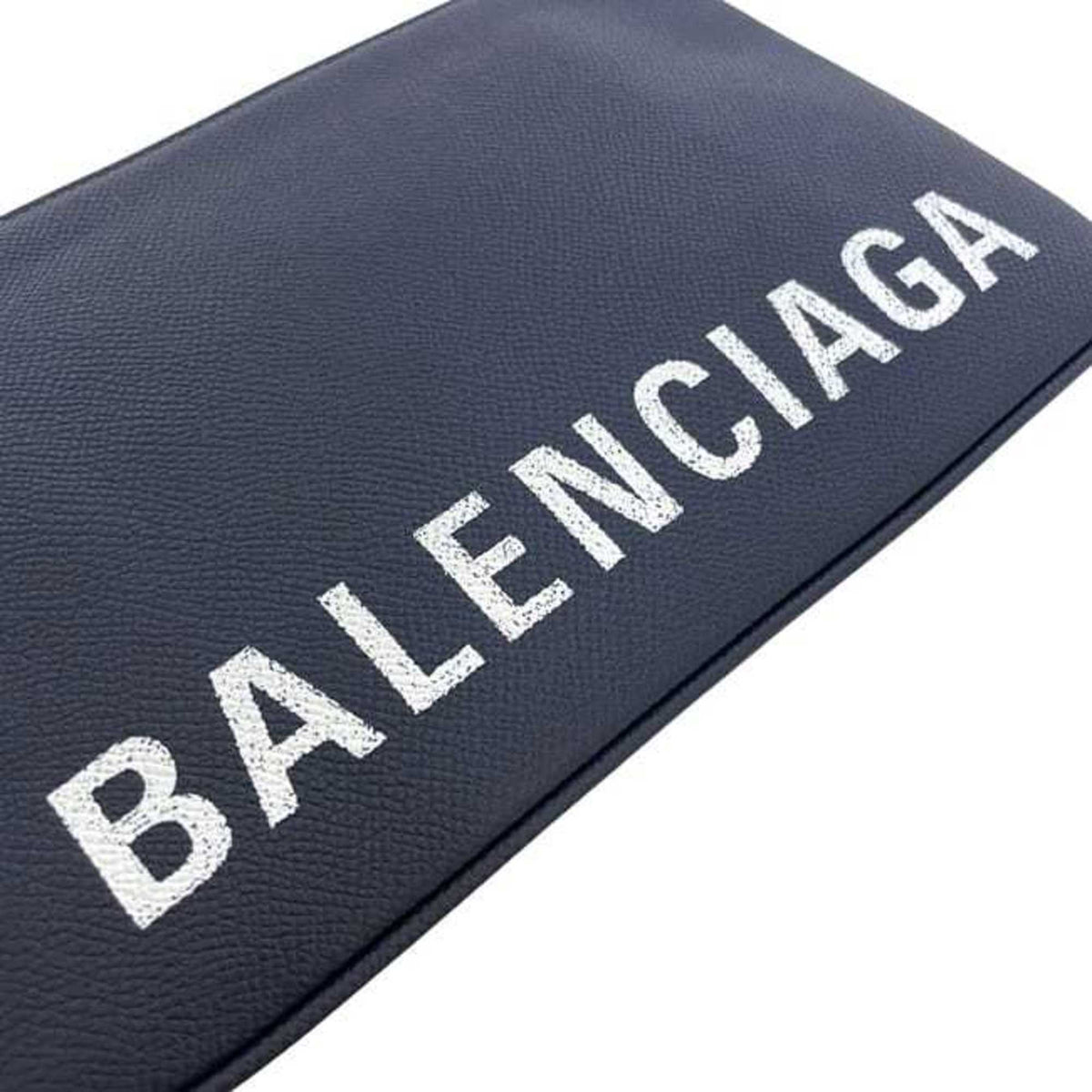 Balenciaga Navy Leather Clutch Bag Pouch (Pre-Owned)