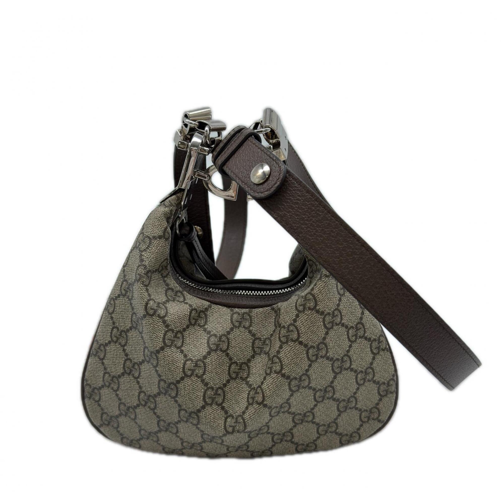 Gucci Beige Brown Coated Canvas Leather Handbag Shoulder Bag (Pre-Owned)