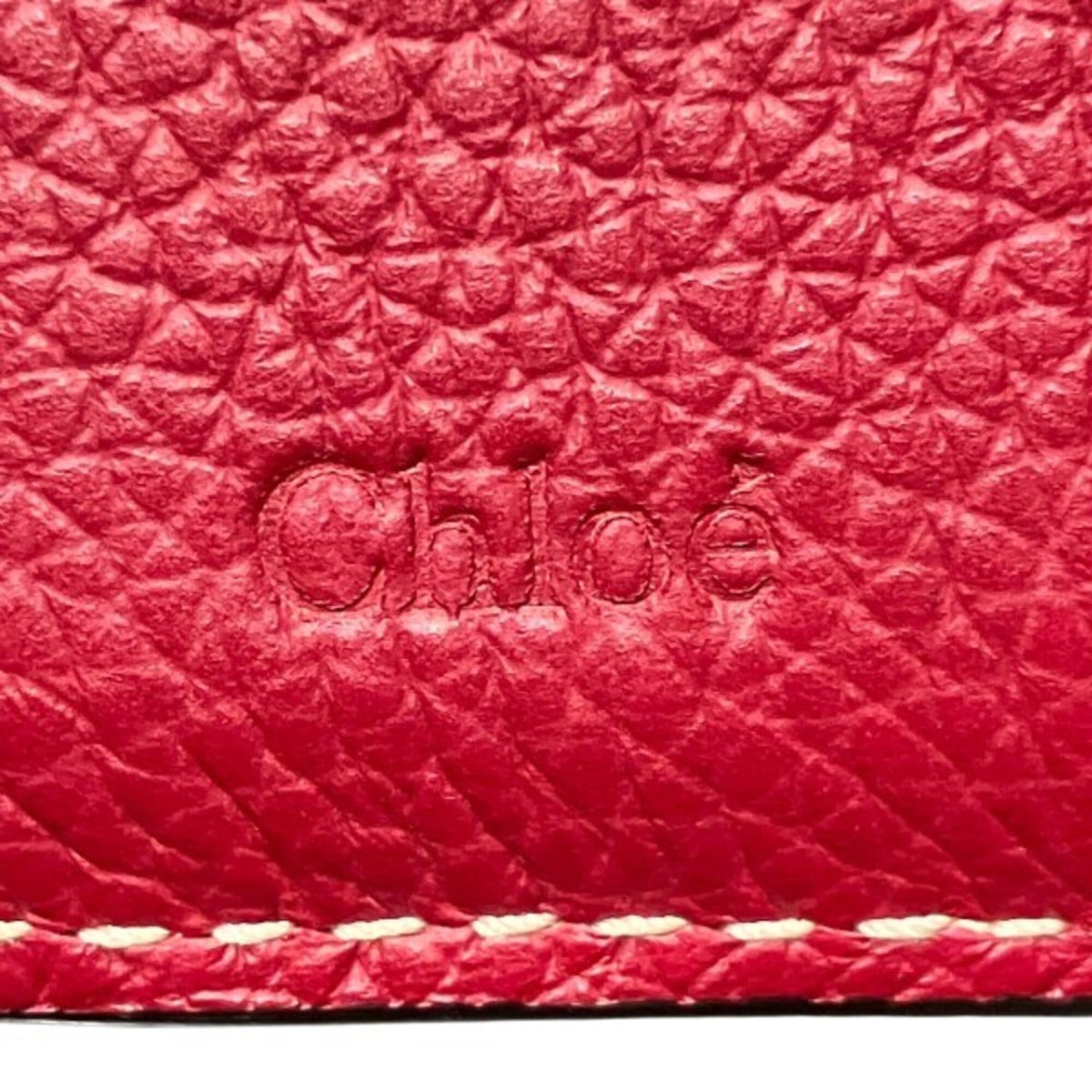 Chloé Red Color Leather Wallet (Tri-Fold) (Pre-Owned)