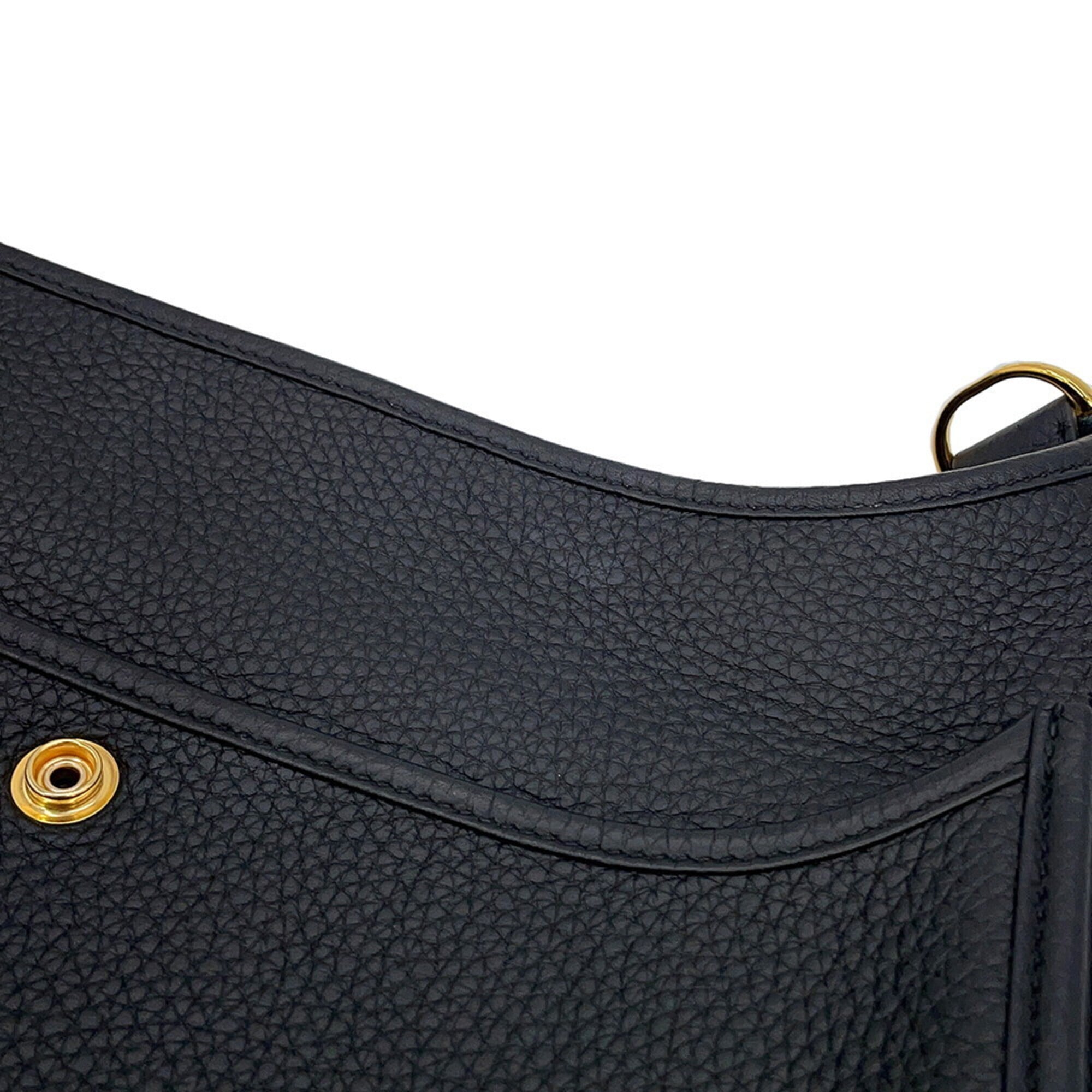 Hermes Evelyne Black Taurillon Clemence Leather Handbag Shoulder Bag (Pre-Owned)
