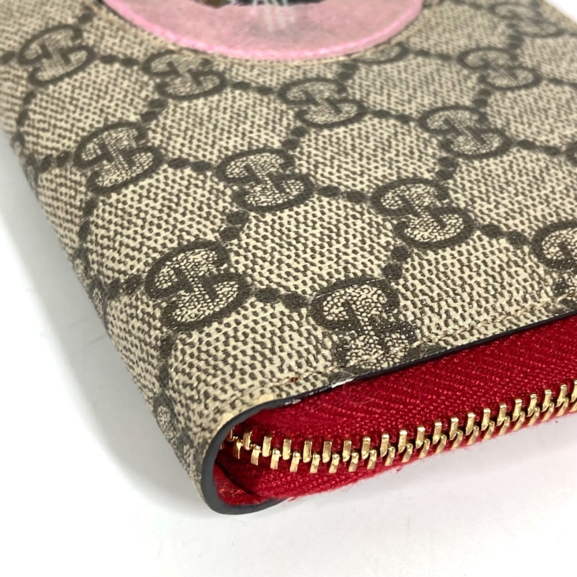 Gucci Beige Red Color Gg Supreme Long Wallet (Bi-Fold) (Pre-Owned)