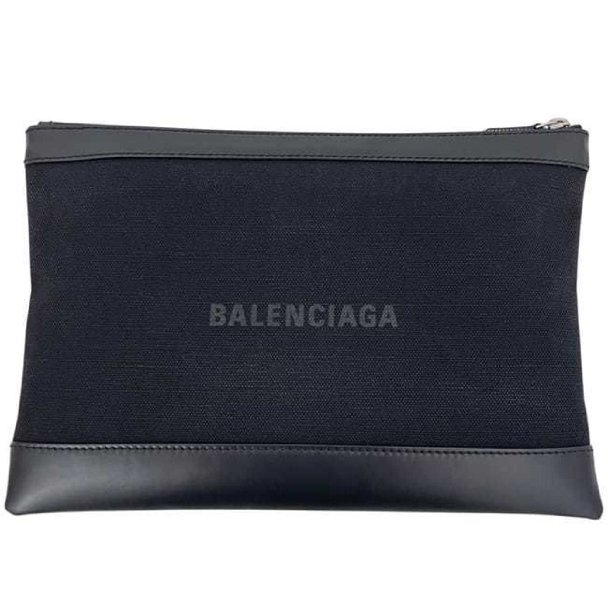 Balenciaga Black Canvas Leather Clutch Bag (Pre-Owned)