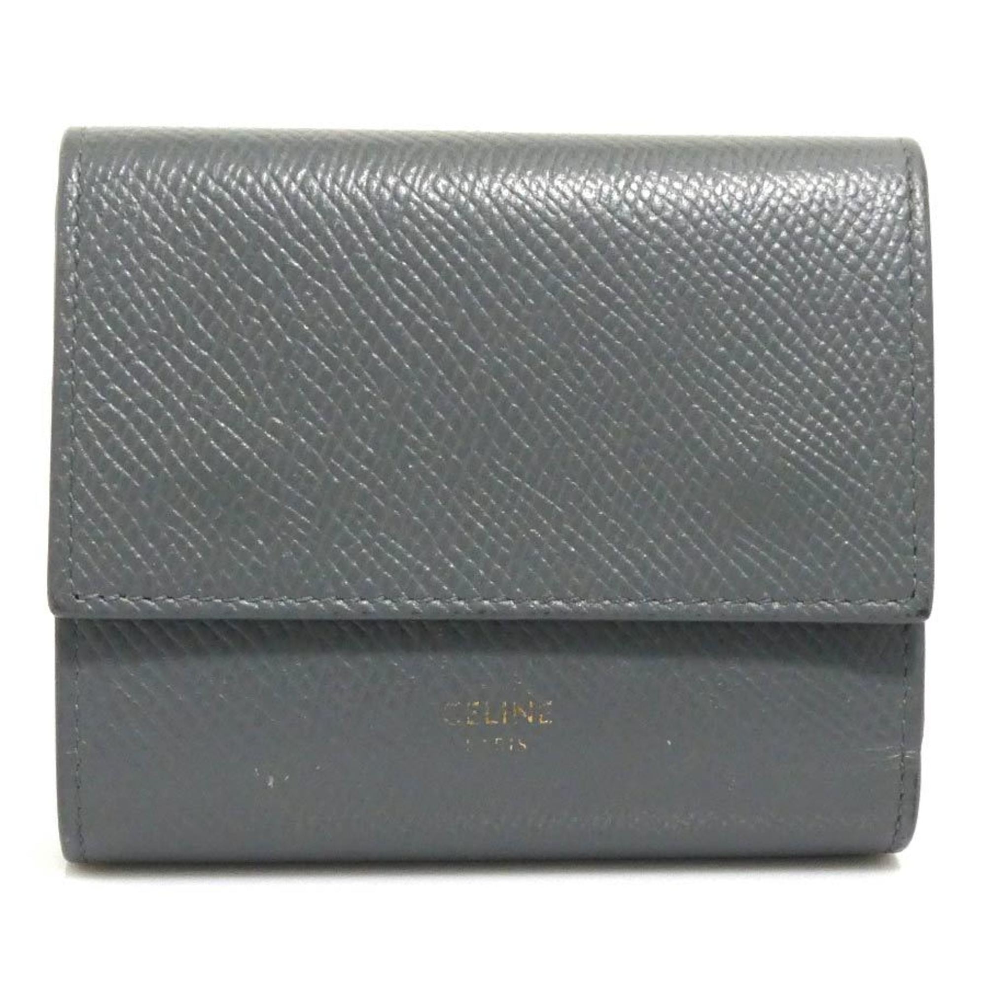 Celine Gray Leather Wallet (Tri-Fold) (Pre-Owned)