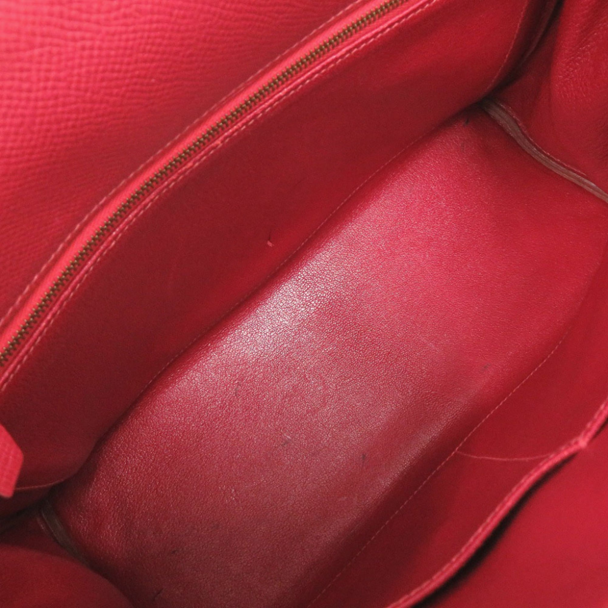 Hermes Rouge Vif Vert Courchevel Leather Handbag (Pre-Owned)