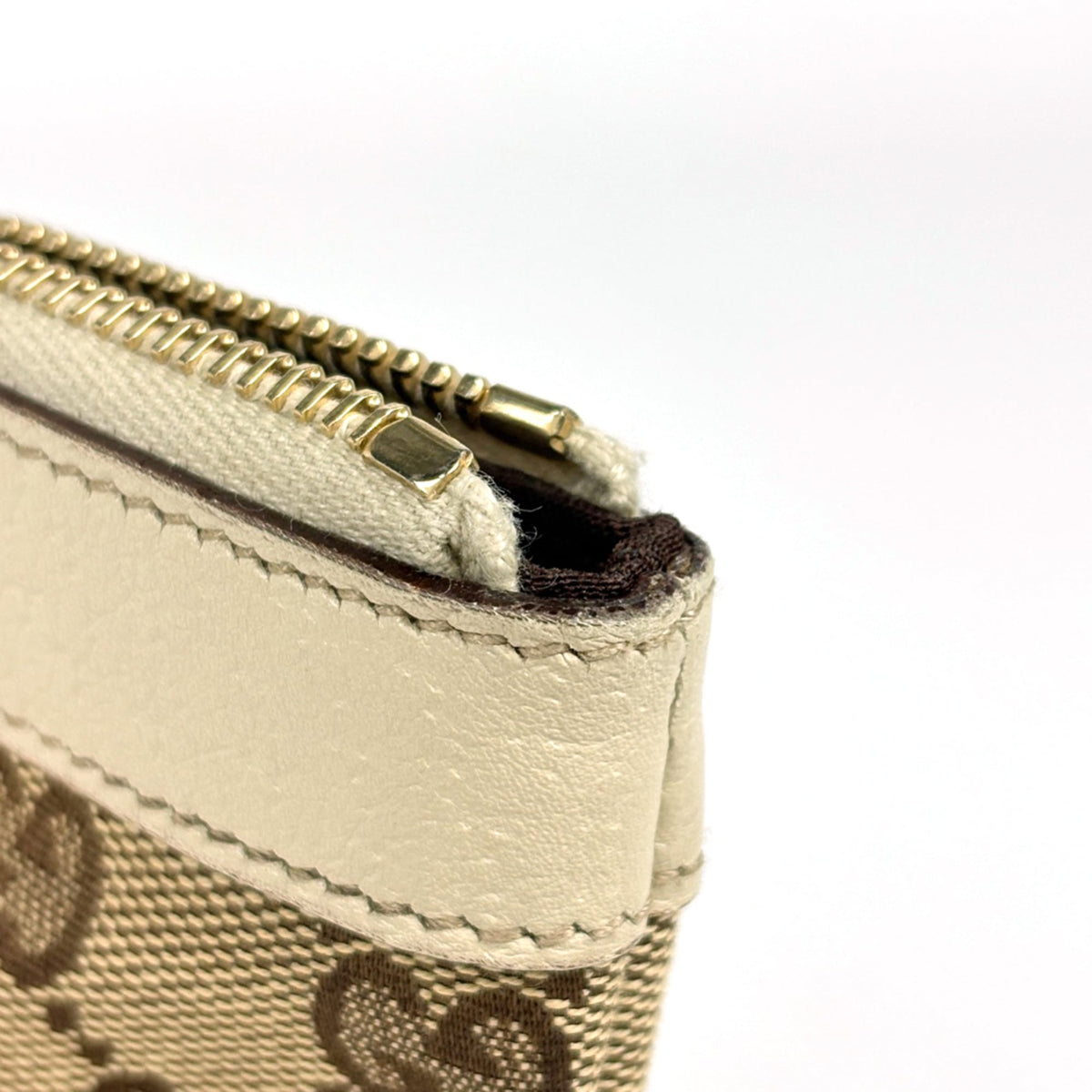 Gucci Abbey Beige Ivory Gg Canvas Leather Tote Bag (Pre-Owned)