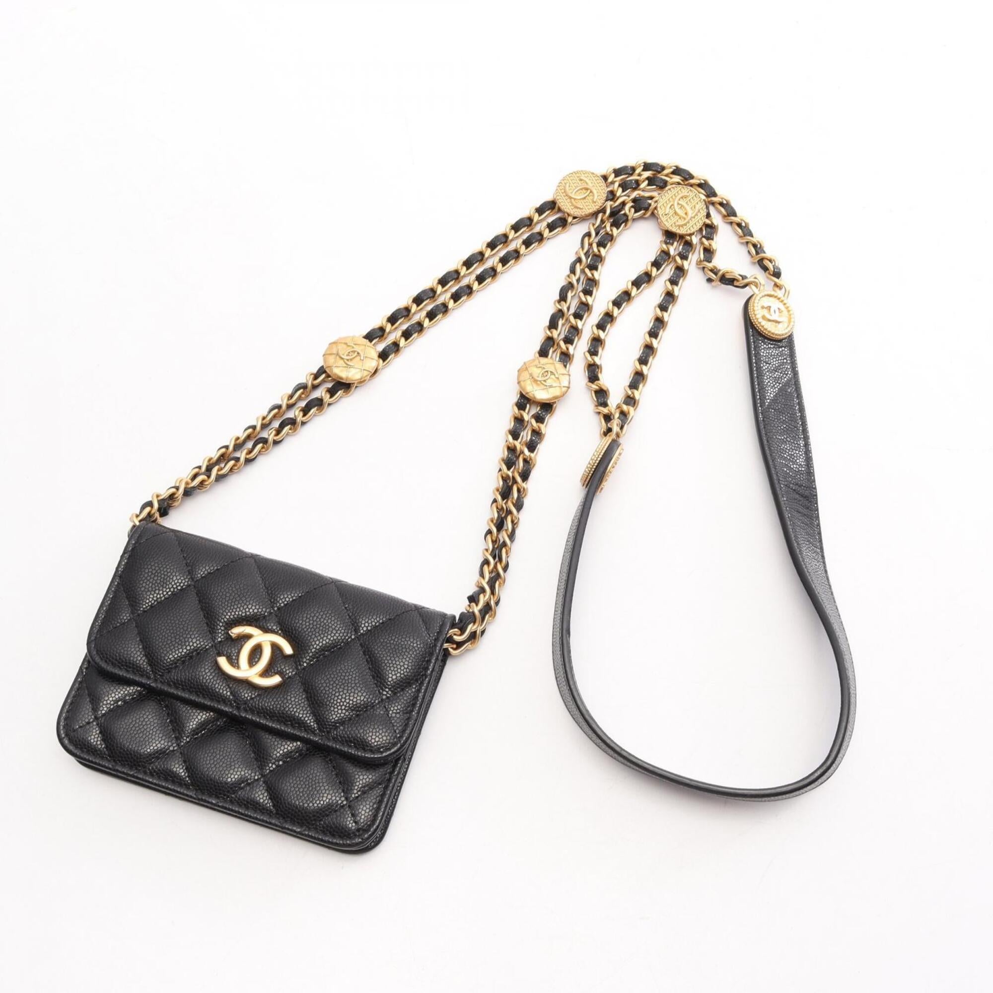 Chanel Black Grained Calfskin Handbag Shoulder Bag (Pre-Owned)