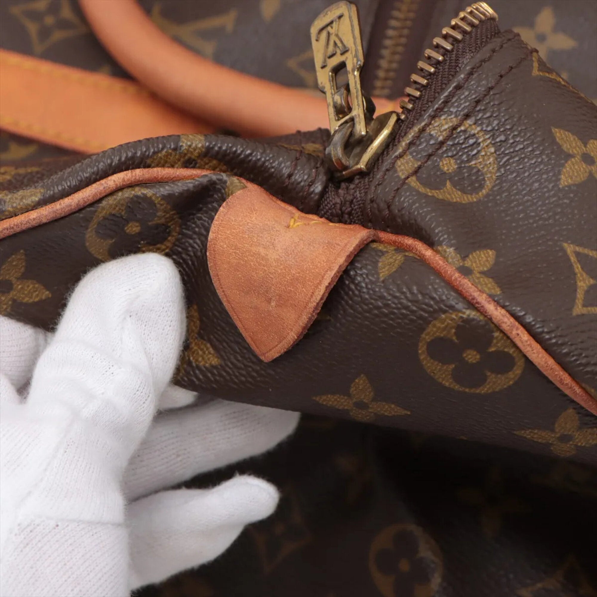 Louis Vuitton Brown Coated Canvas Leather Handbag Tote Bag (Pre-Owned)