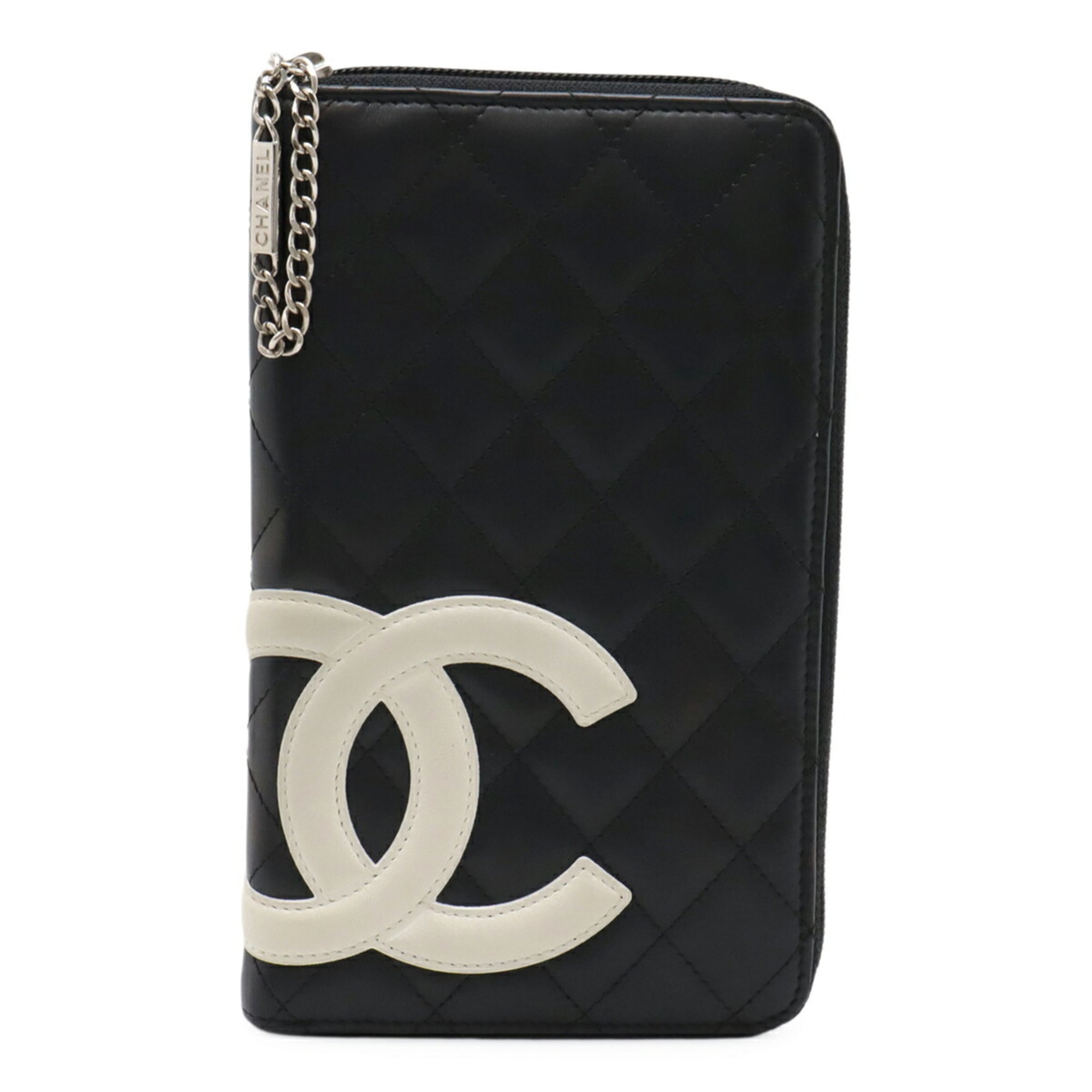 Chanel Black Pink White Leather Long Wallet (Bi-Fold) (Pre-Owned)