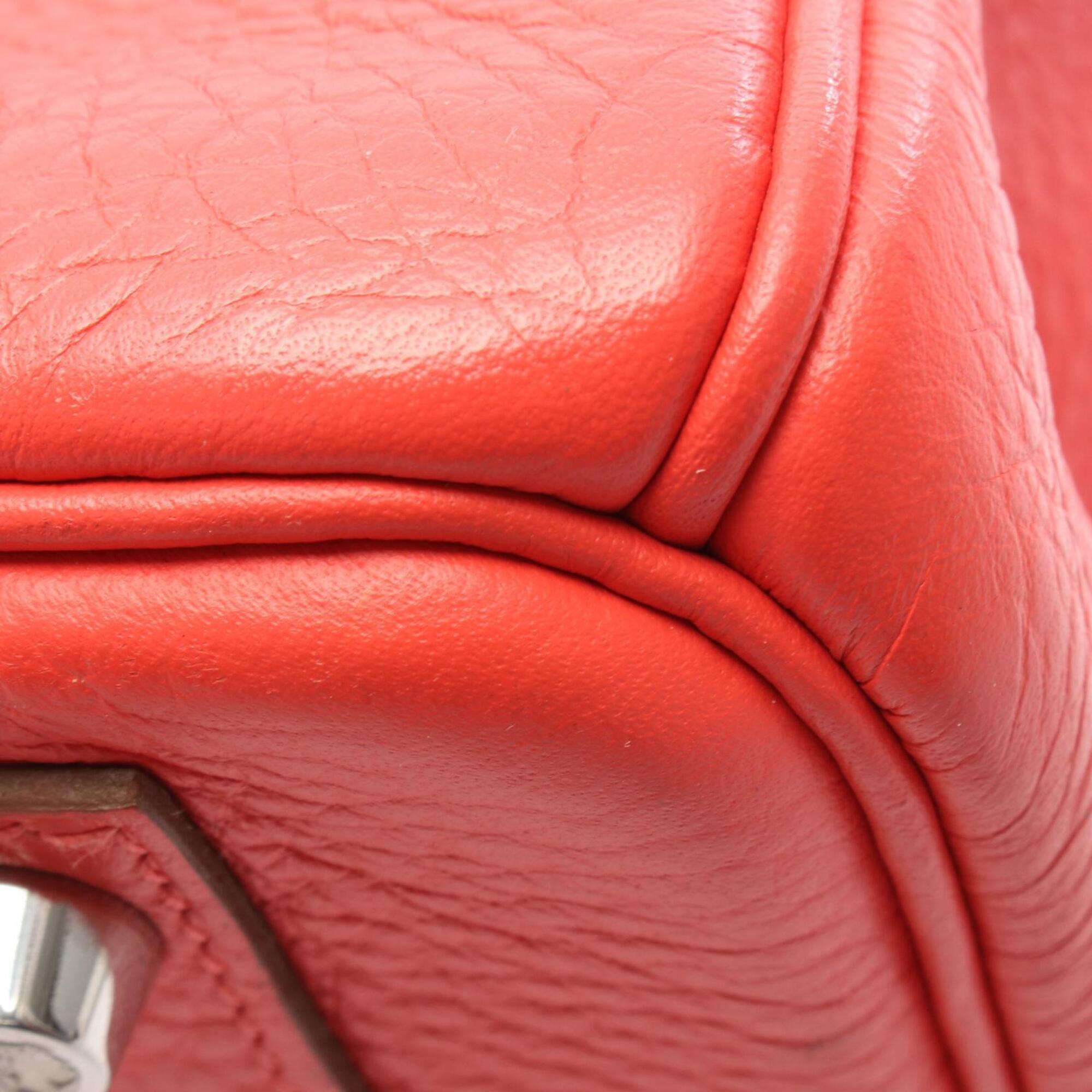 Hermes Beige Etoupe Gray Gris Tourterelle Red Color Rose Jaipur Taurillon Clemence Leather Handbag (Pre-Owned)