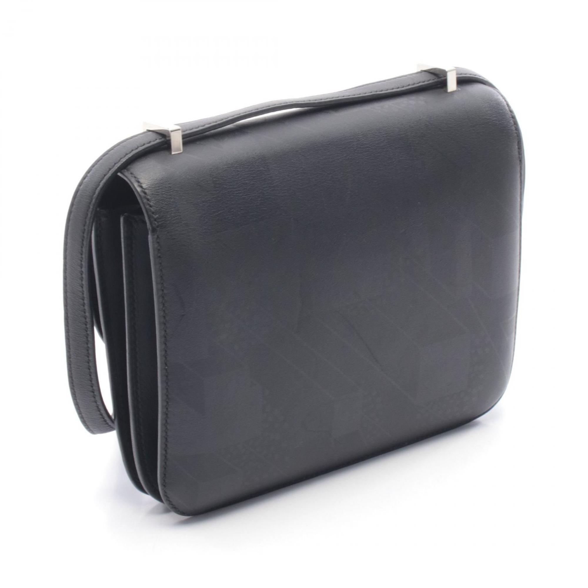 Hermes Black Leather Handbag Shoulder Bag (Pre-Owned)