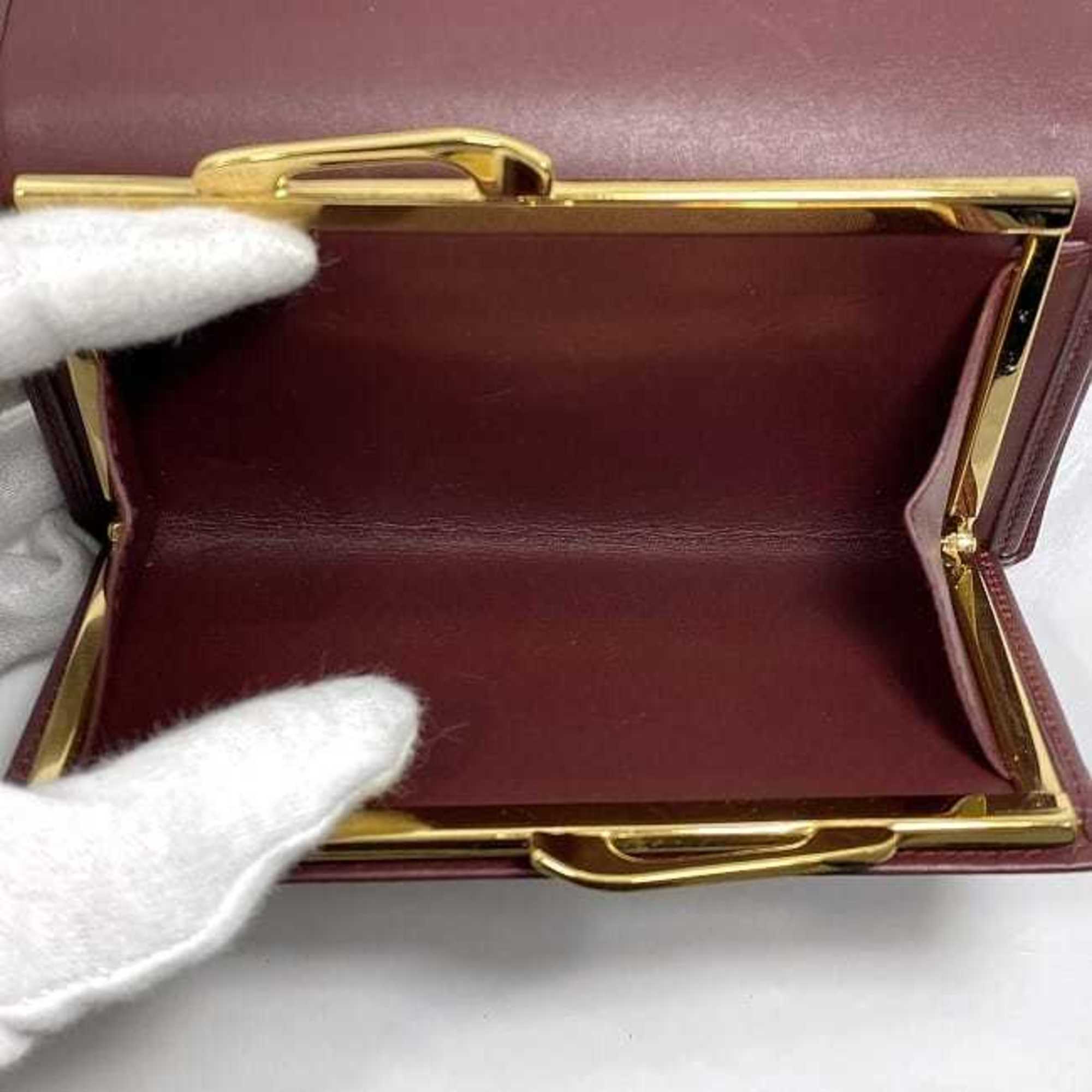 Cartier Bordeaux Leather Wallet (Tri-Fold) (Pre-Owned)