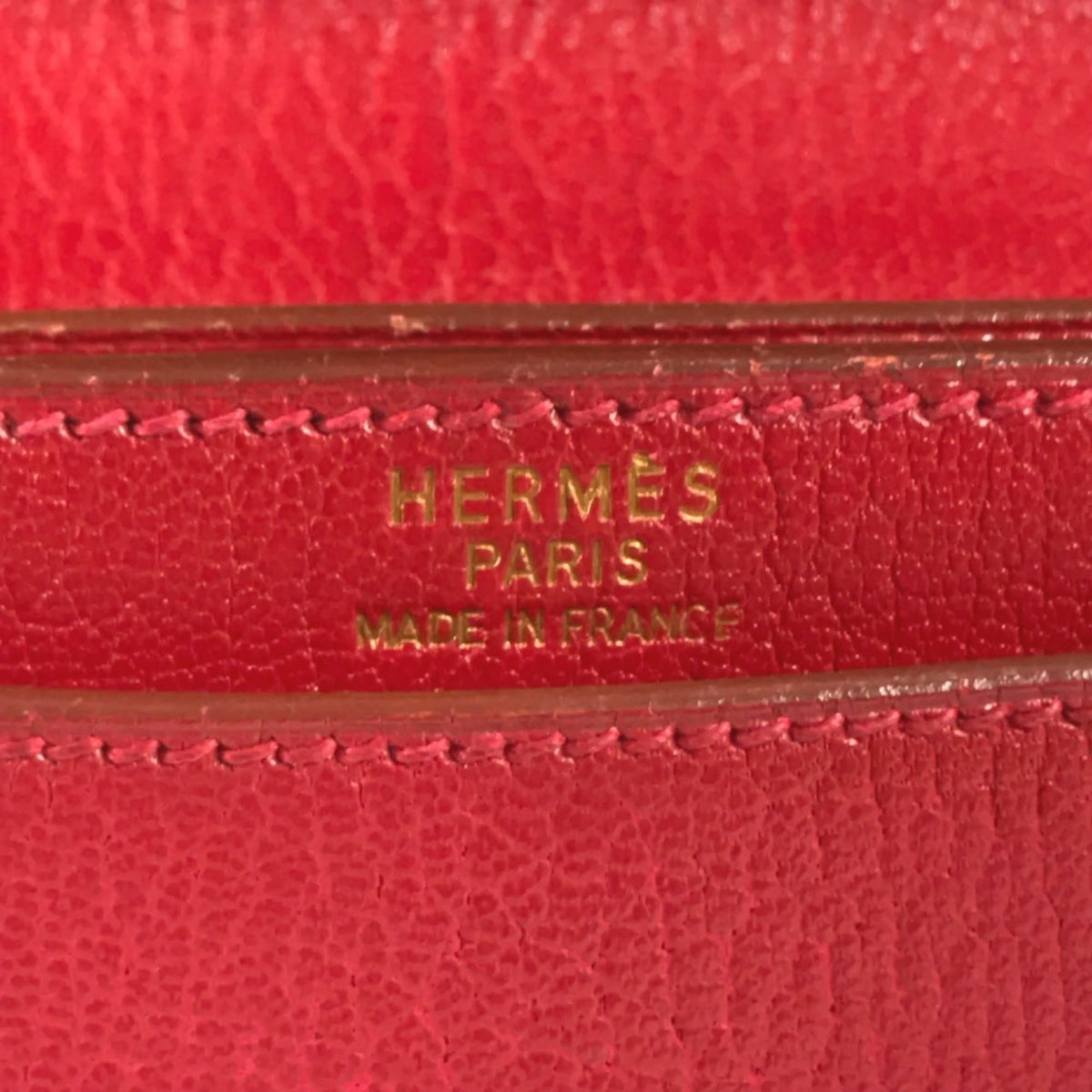 Hermes Red Color Leather Briefcase Handbag (Pre-Owned)