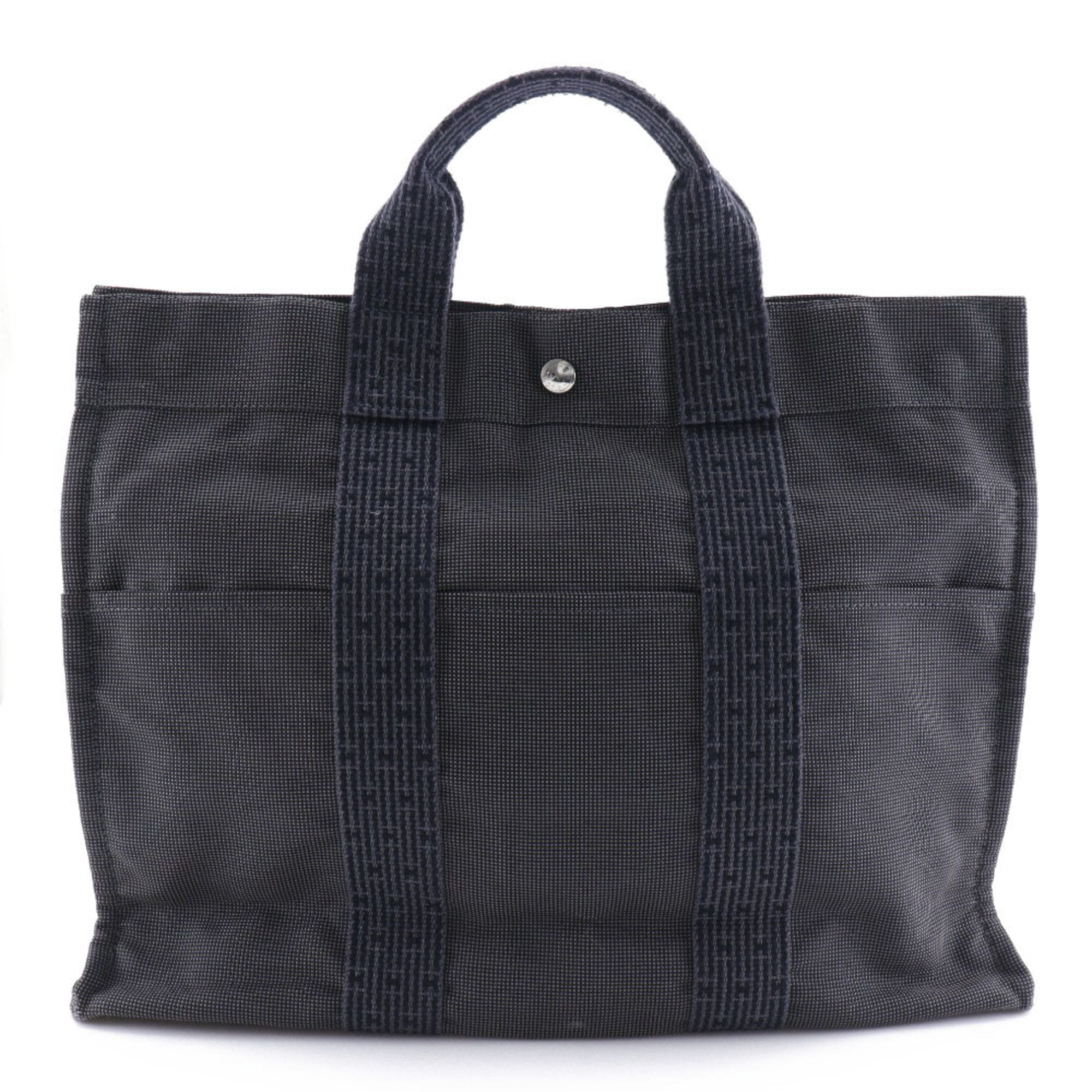 Hermes Gray Nylon Canvas Handbag (Pre-Owned)