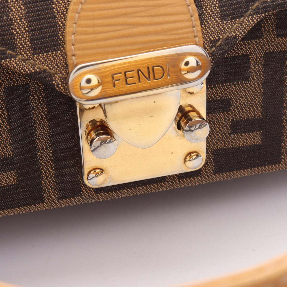 Fendi Brown Canvas Leather Handbag (Pre-Owned)