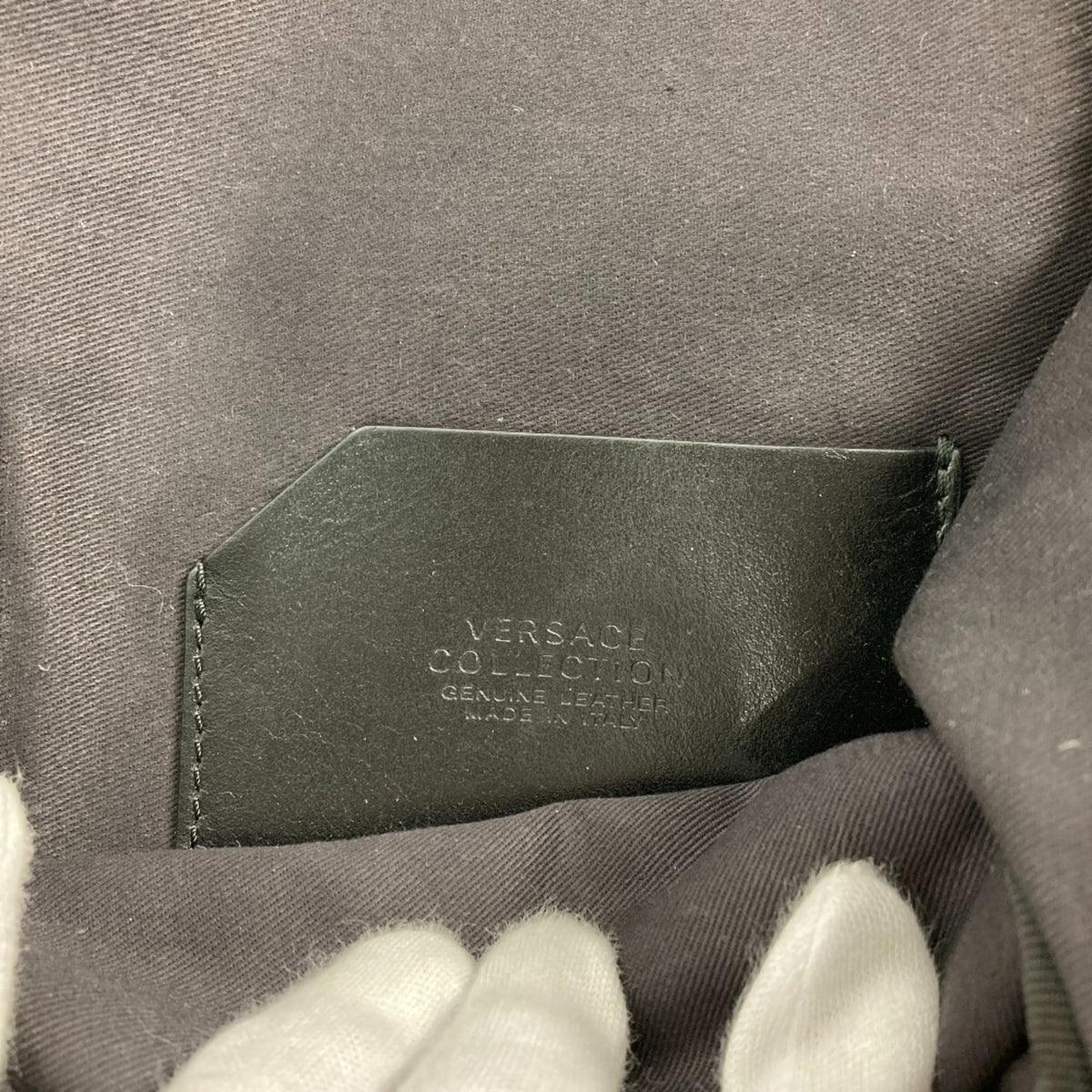 Versace Black Nylon Leather Backpack Handbag (Pre-Owned)