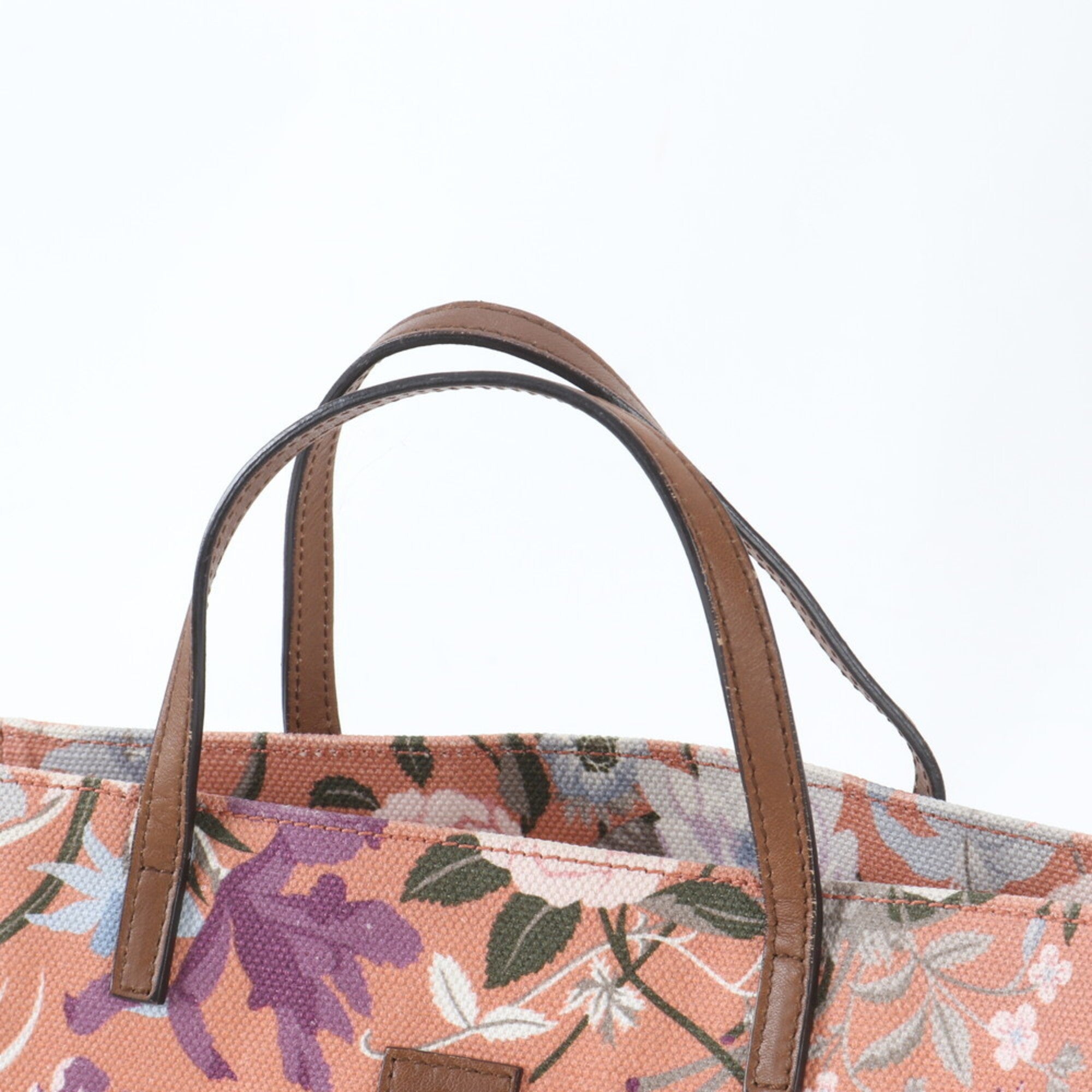 Gucci Flora Pink Leather Canvas Handbag Tote Bag (Pre-Owned)
