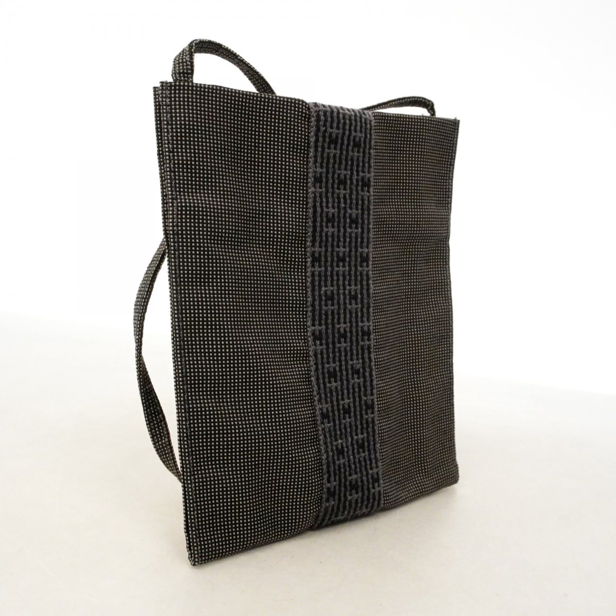 Hermes Gray Canvas Shoulder Bag (Pre-Owned)