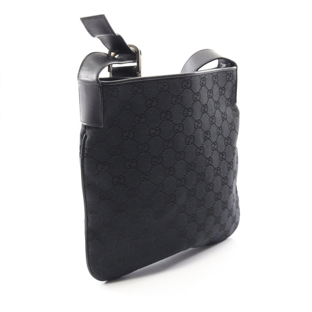 Gucci Black Canvas Leather Handbag Shoulder Bag (Pre-Owned)