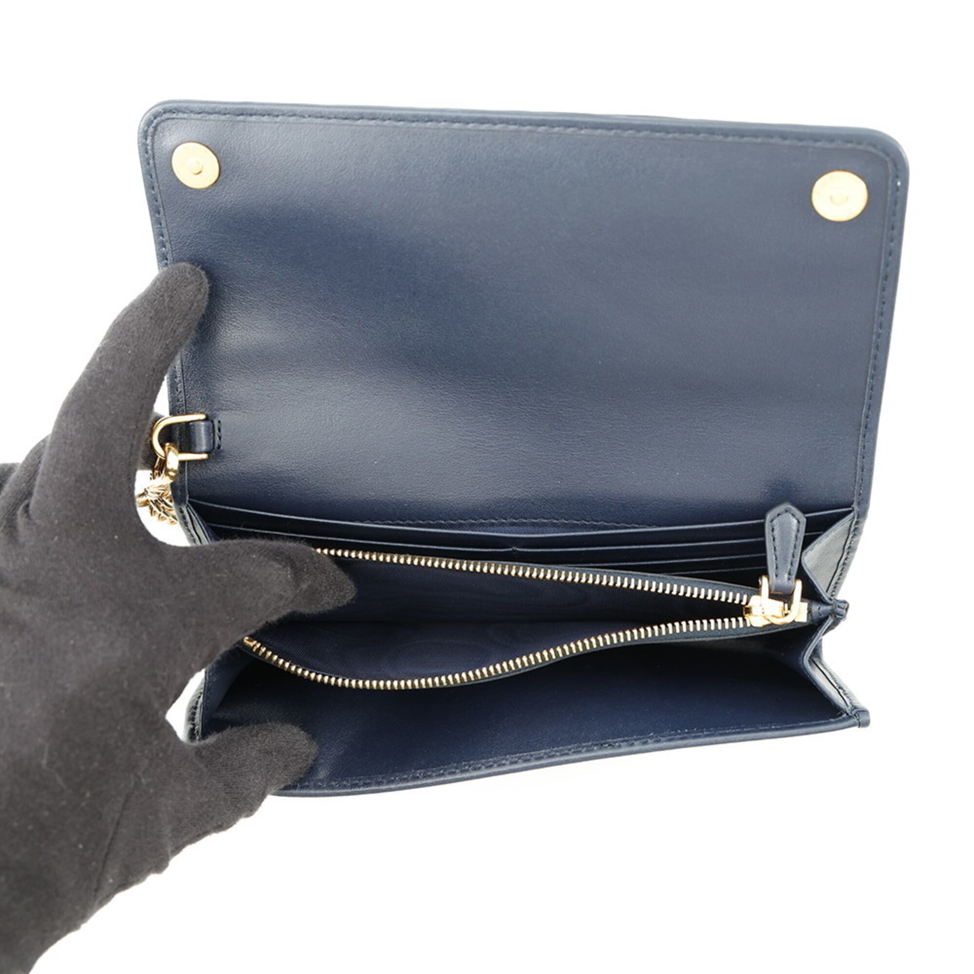 Prada Blue Multi-Color Leather Chain/Shoulder Wallet (Pre-Owned)