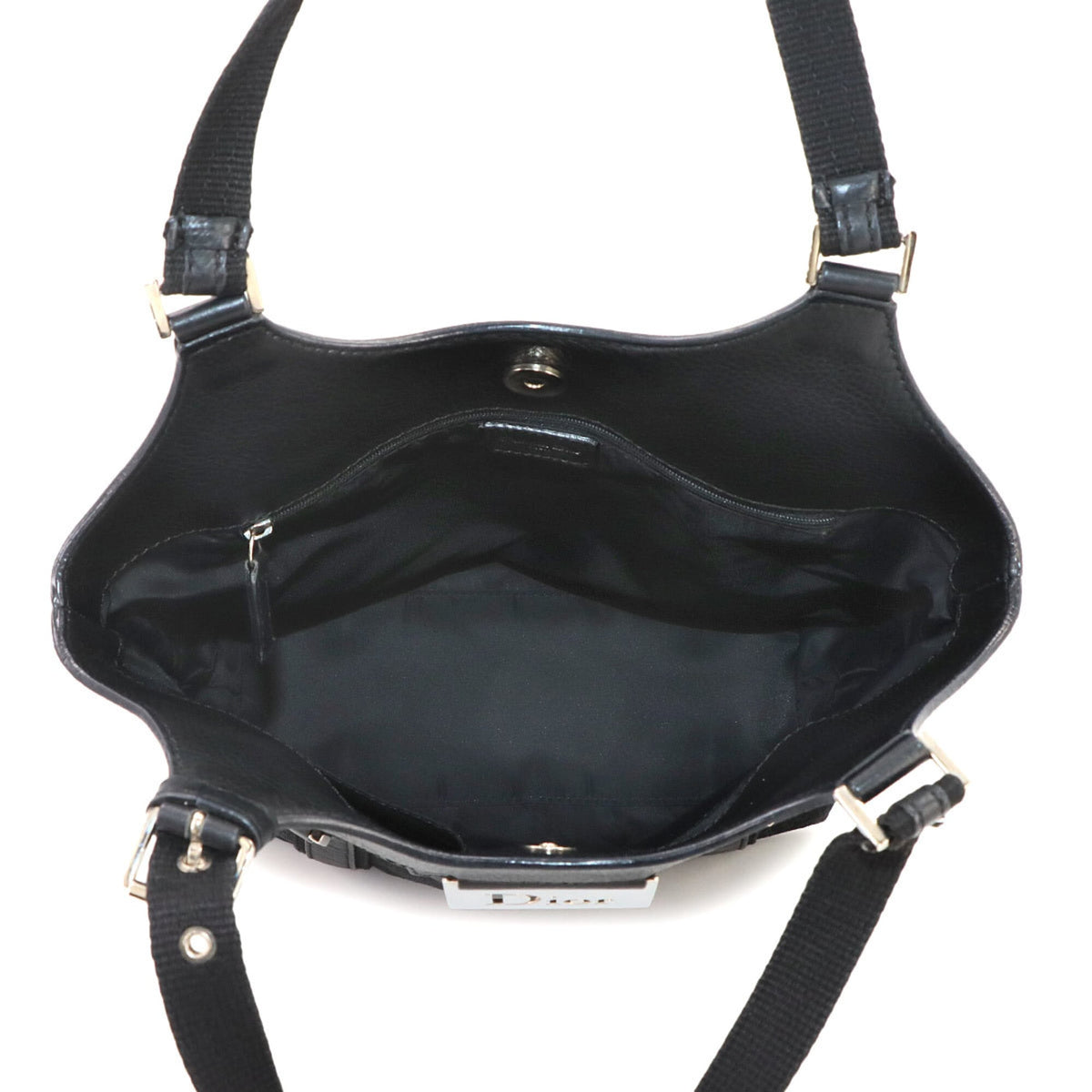 Christian Dior Trotter Black Canvas Leather Handbag Tote Bag (Pre-Owned)