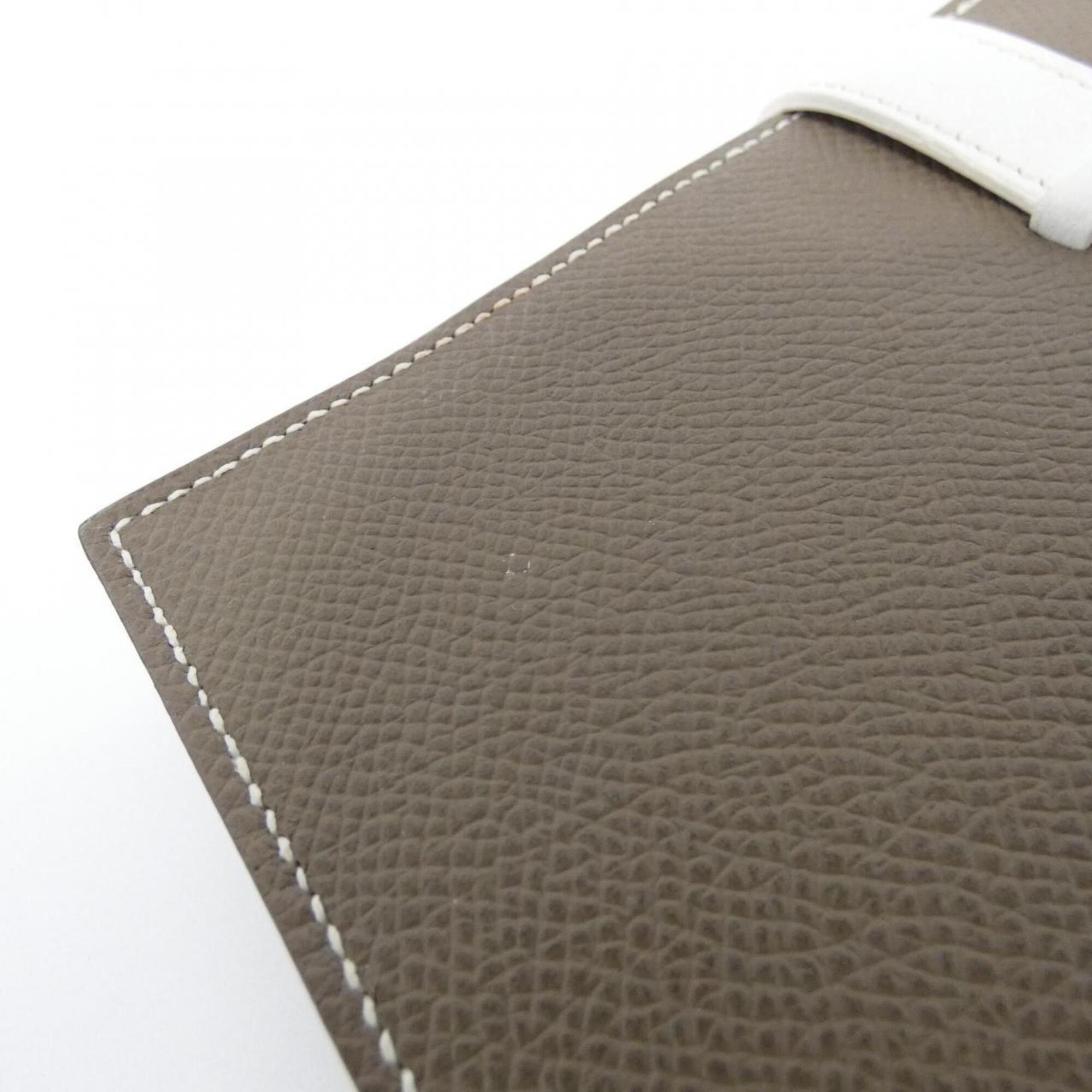 Hermes Etoupe Gray Soufre White Epsom Leather Long Wallet (Bi-Fold) (Pre-Owned)